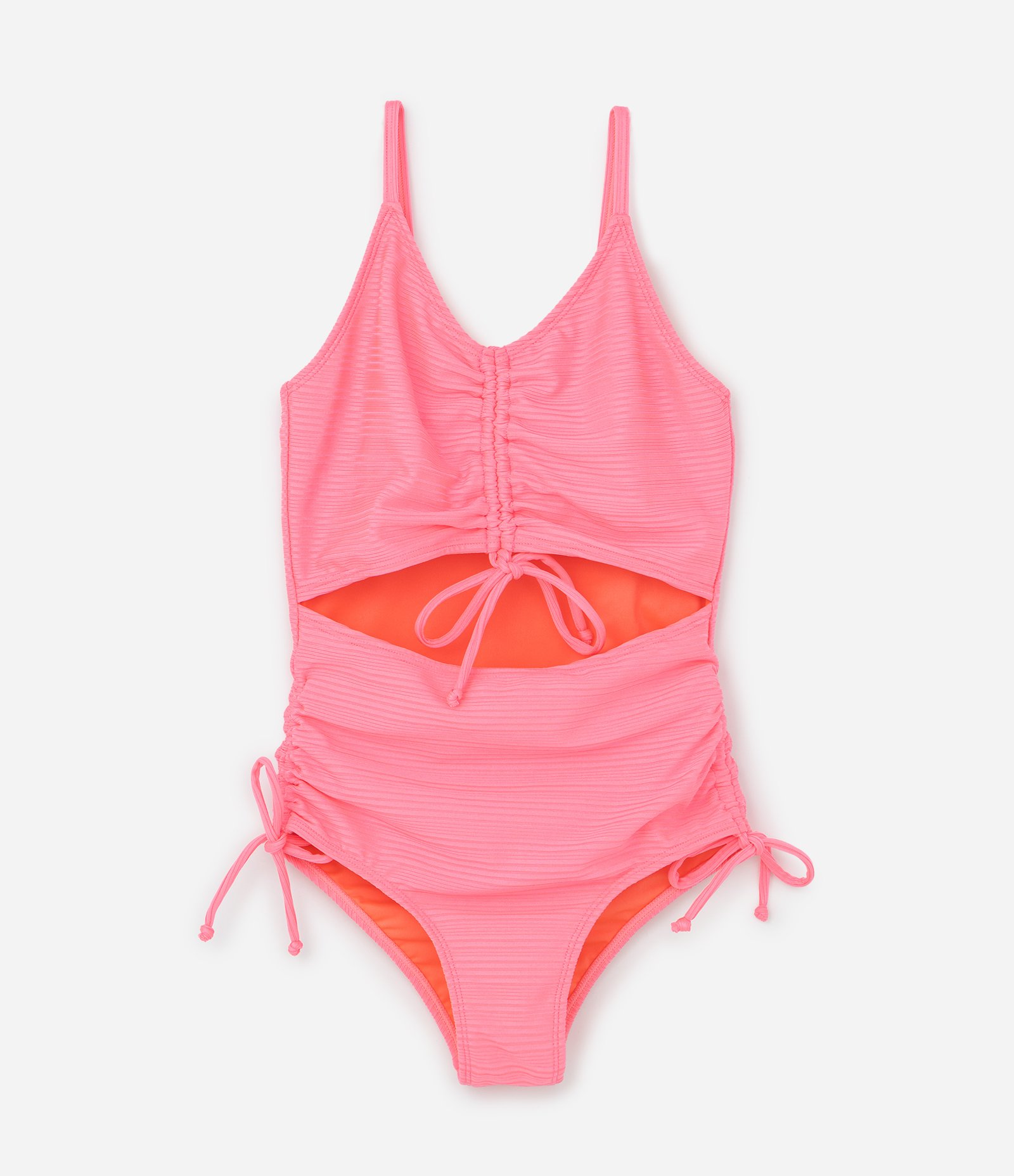 Maiô Infantil com Proteção UV e Recortes com Amarração - Tam 7 a 16 Anos Rosa 1