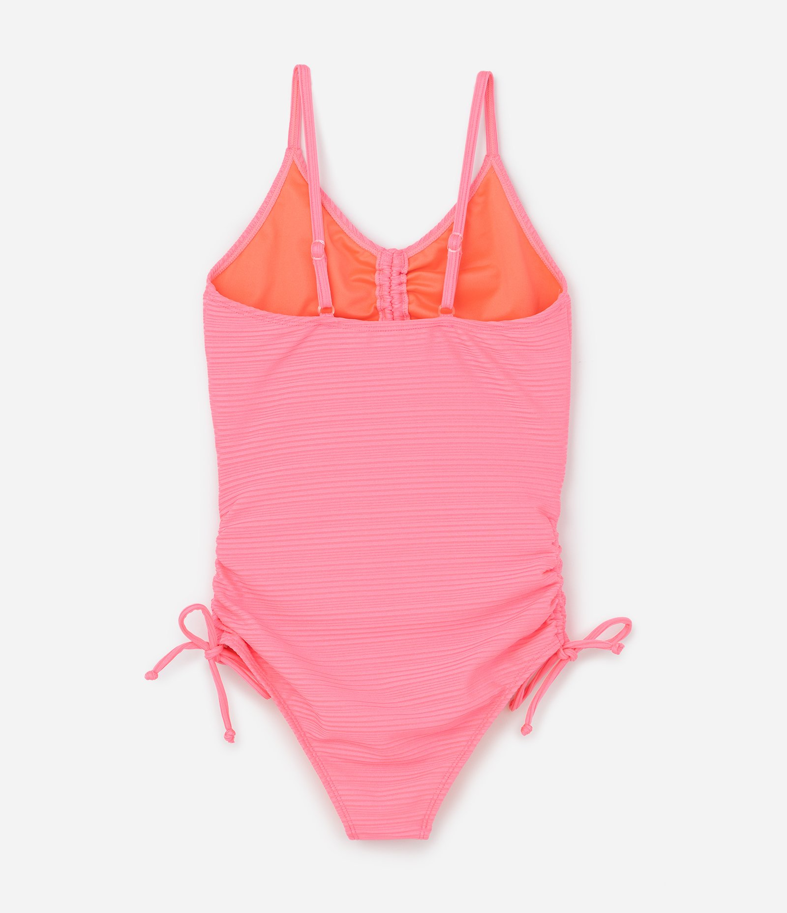 Maiô Infantil com Proteção UV e Recortes com Amarração - Tam 7 a 16 Anos Rosa 2