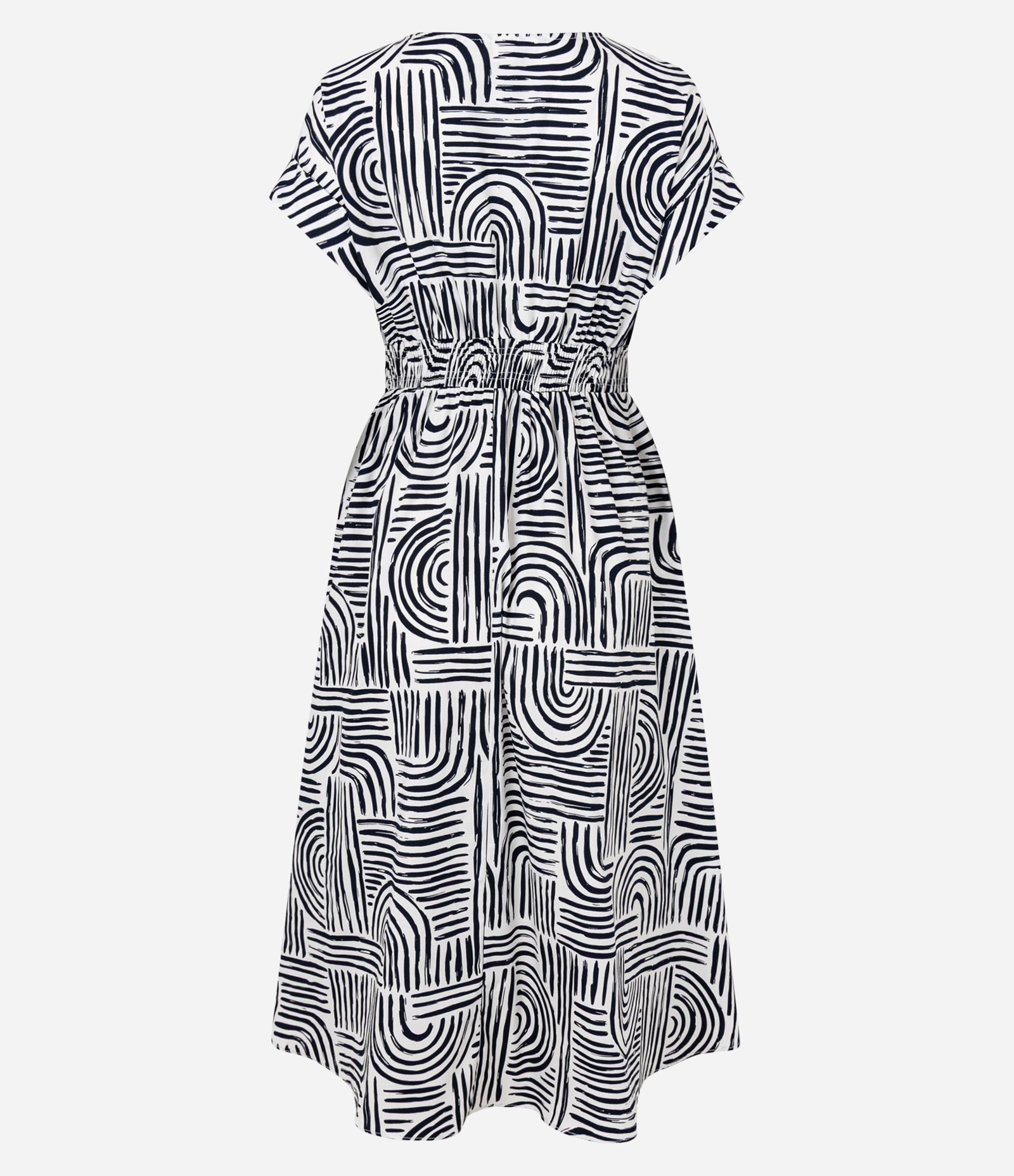 Vestido Midi em Tricoline com Estampa Geométrica Preto/Branco 6