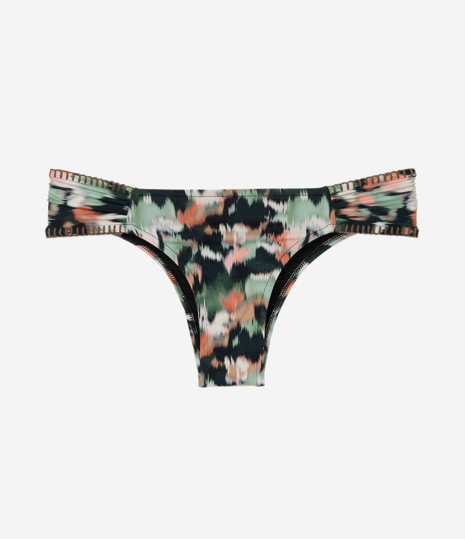 Biquíni Calcinha Lateral Drapeada com Estampa Tie Dye e Costuras Contrastantes Verde 5