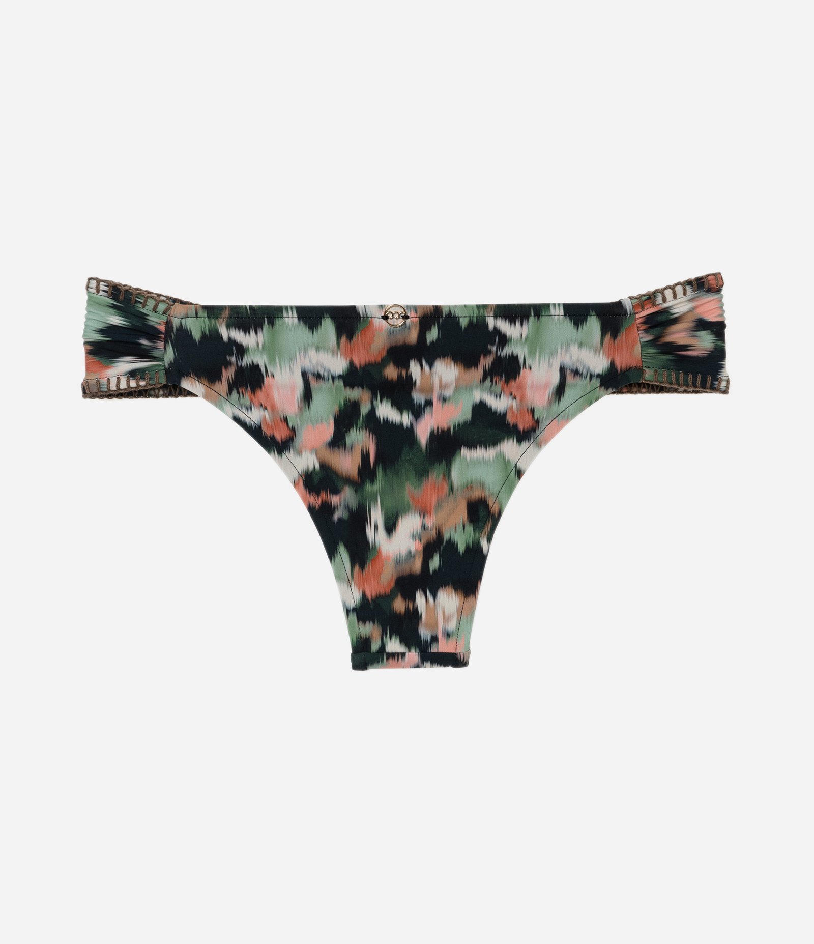 Biquíni Calcinha Lateral Drapeada com Estampa Tie Dye e Costuras Contrastantes Verde 6