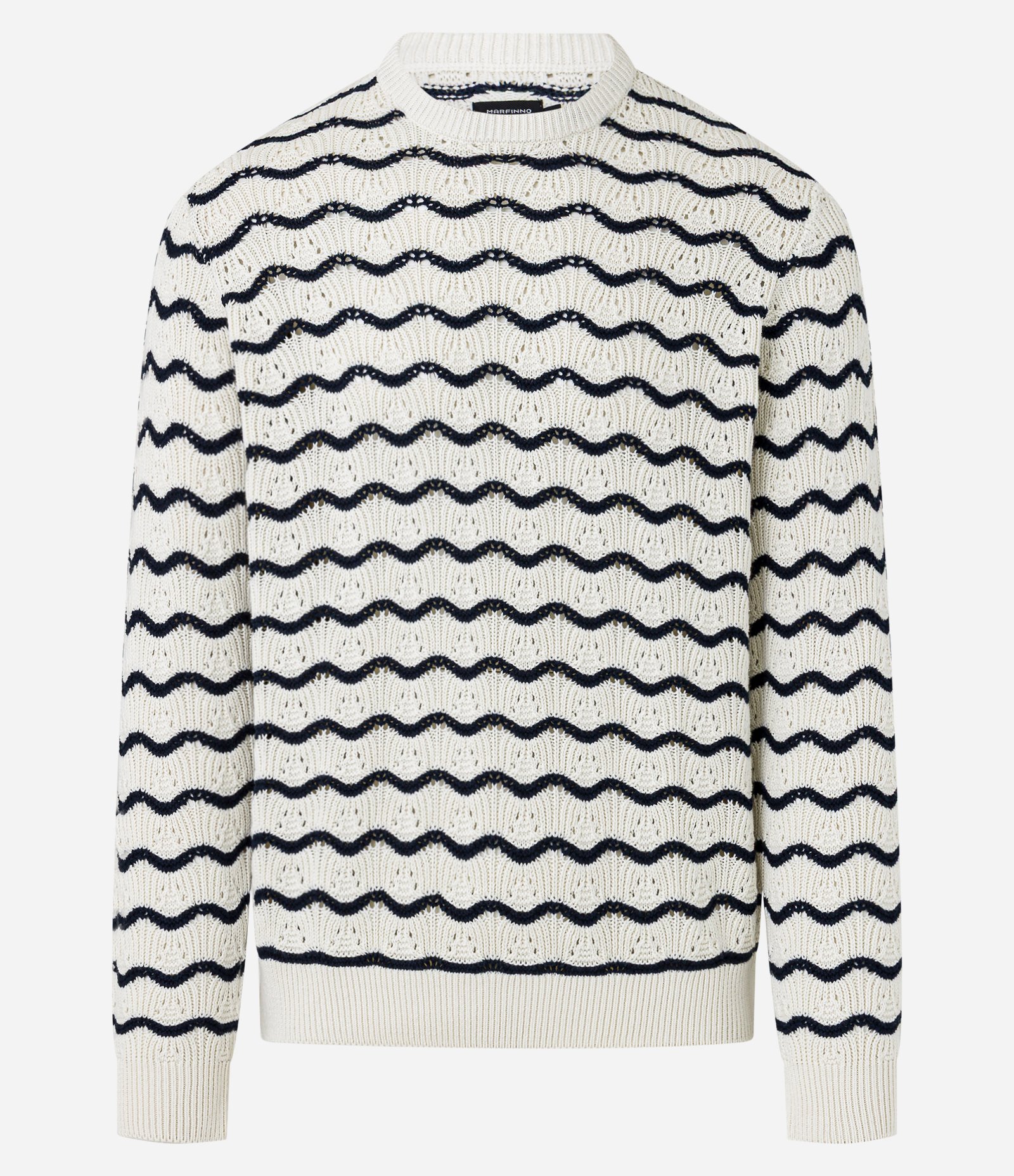 Suéter em Algodão com Textura de Ondas e Furinhos Bege 5