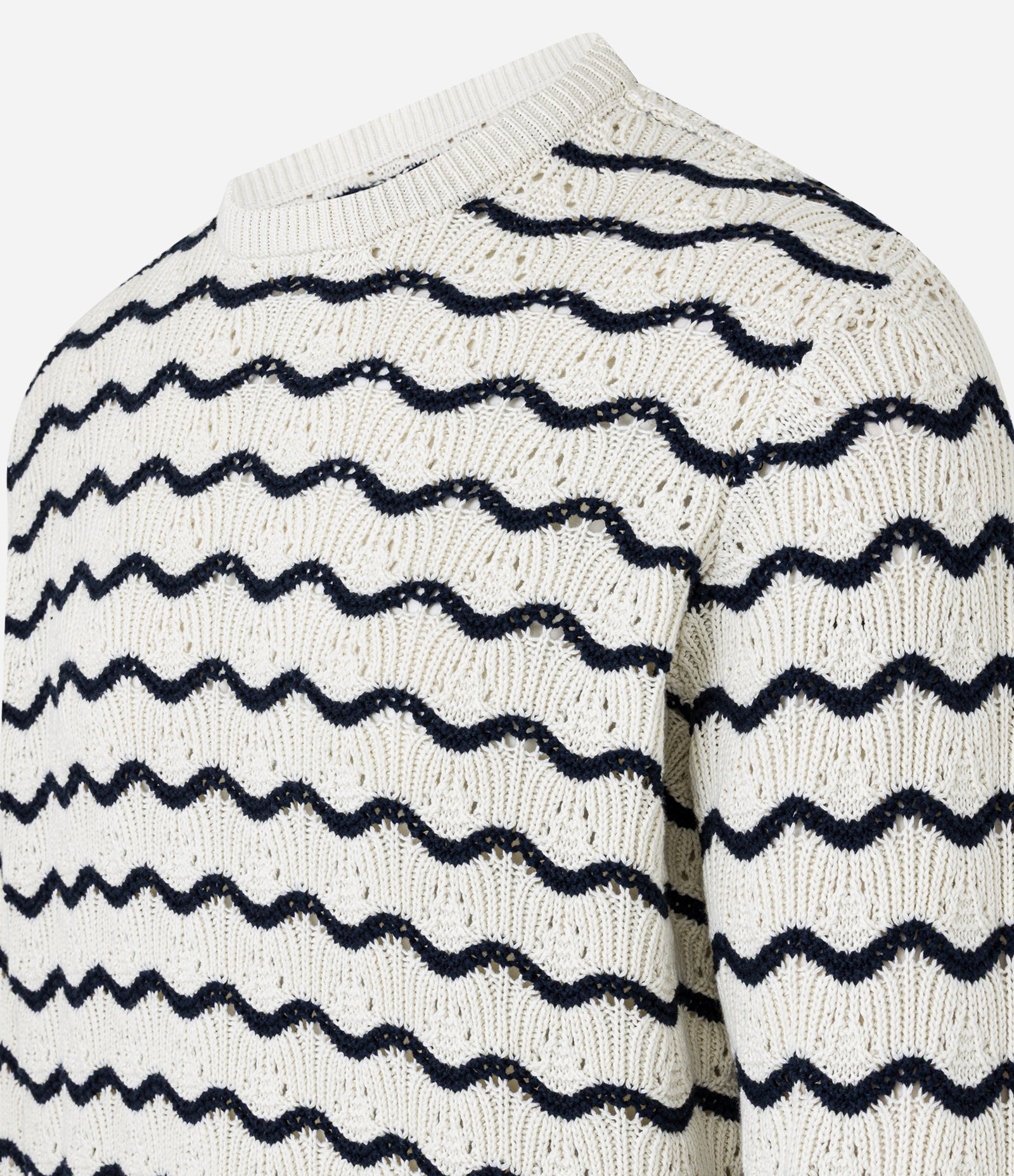 Suéter em Algodão com Textura de Ondas e Furinhos Bege 6