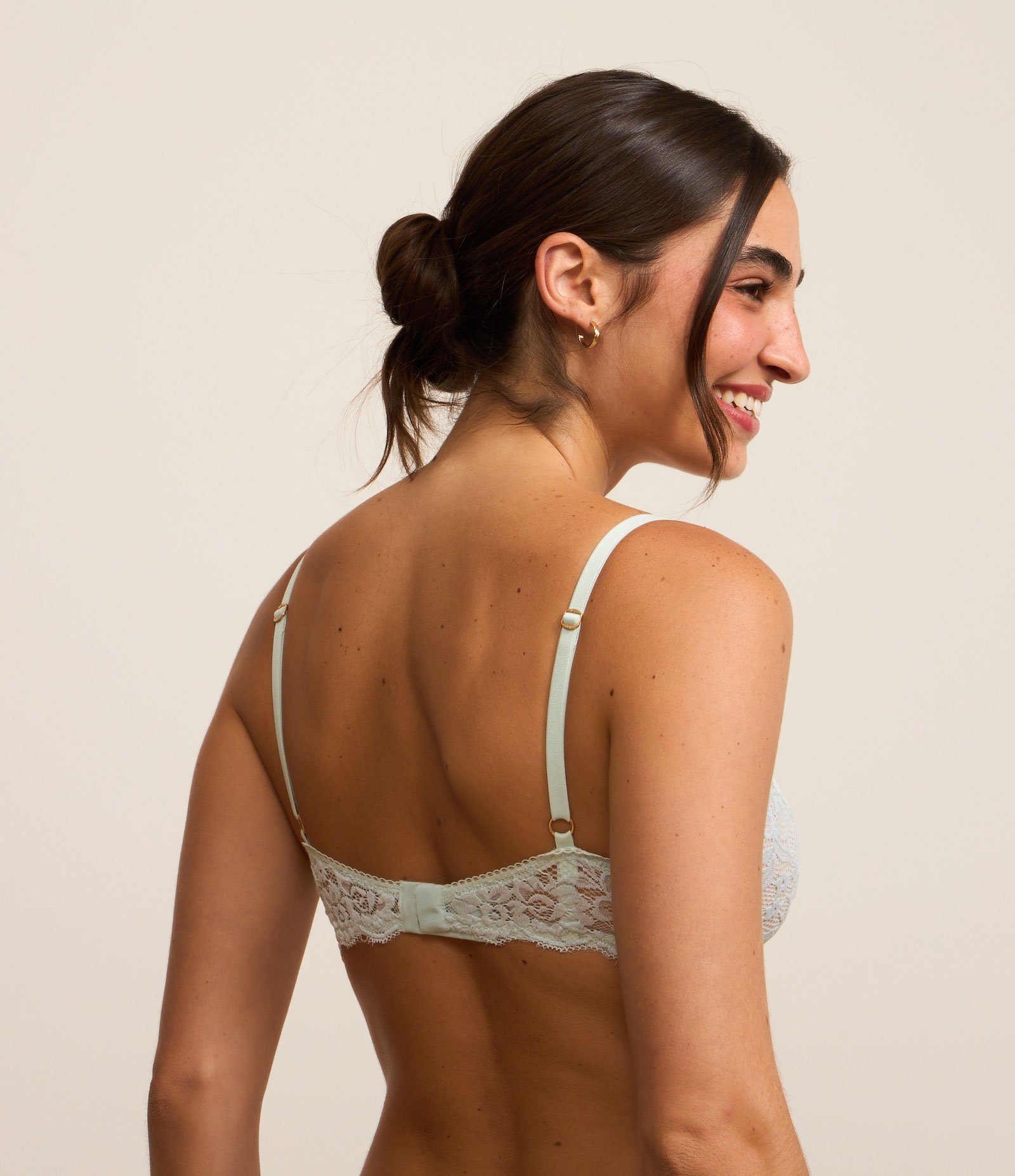 Sutiã Sem Bojo e Com Aro em Renda Floral Verde 3