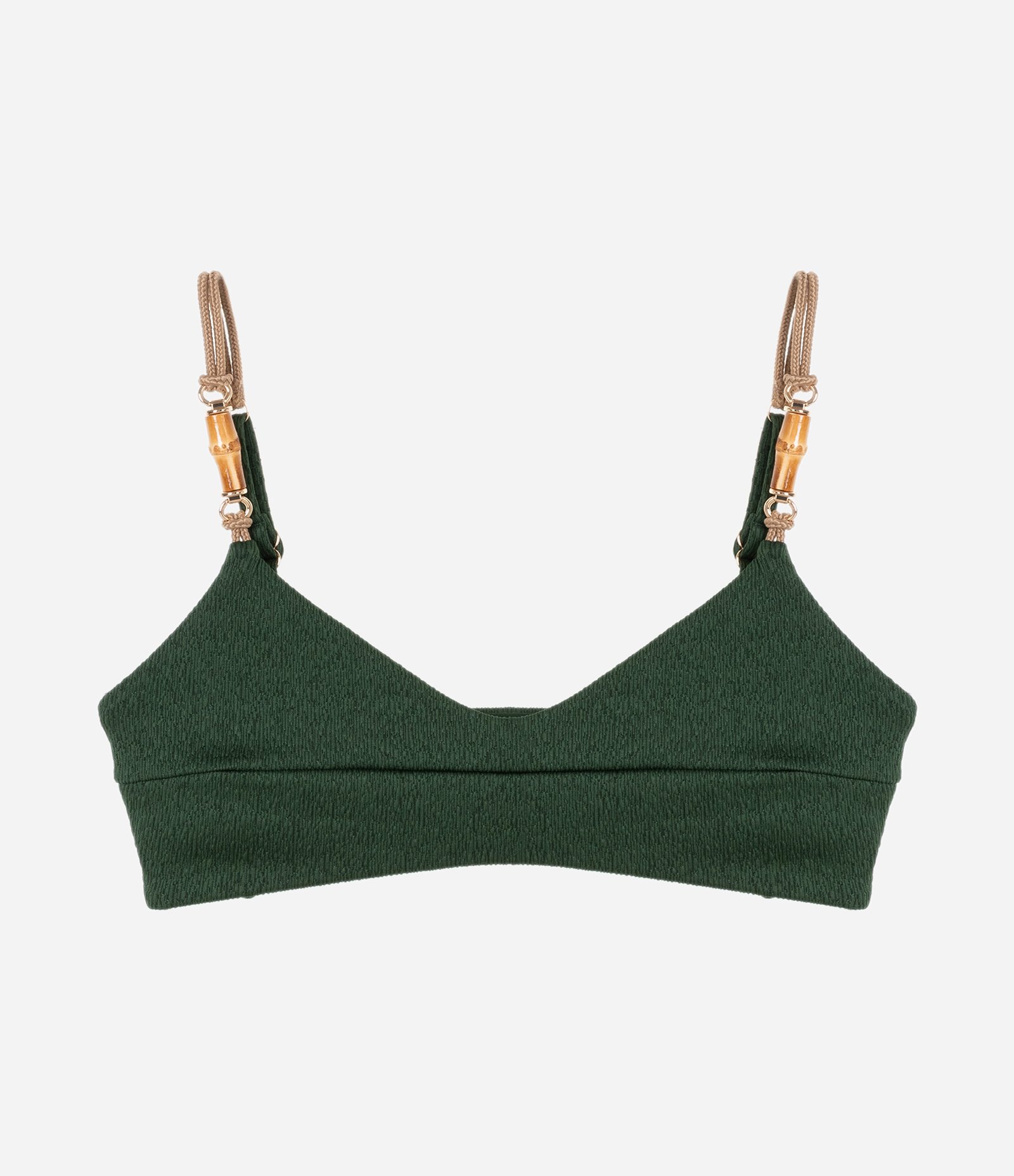 Biquíni Top Camisetinha em Microfibra Texturizada com Alça Elástica e Aviamento de Bambu Natural Verde 5