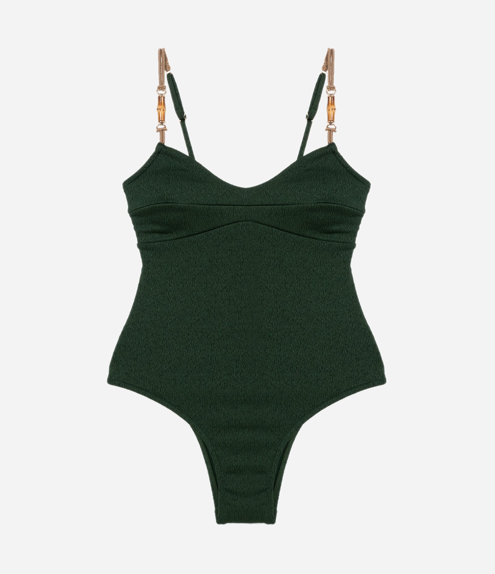 Maiô em Microfibra Texturizada com Alça Elástico e Aviamento de Bambu Natural Verde 4