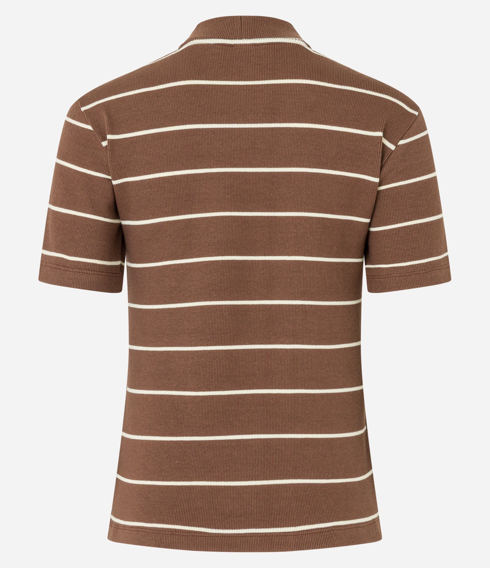 Blusa em Ribana com Golinha Média e Estampa Listrada Marrom 7