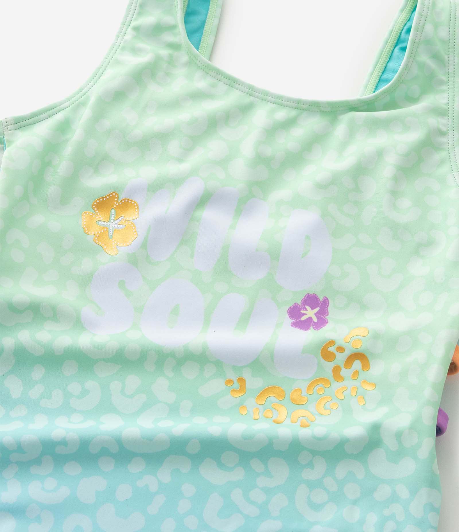 Maiô Infantil com Estampa Degradê Animal Print - Tam 5 a 14 Anos Verde/Azul 6