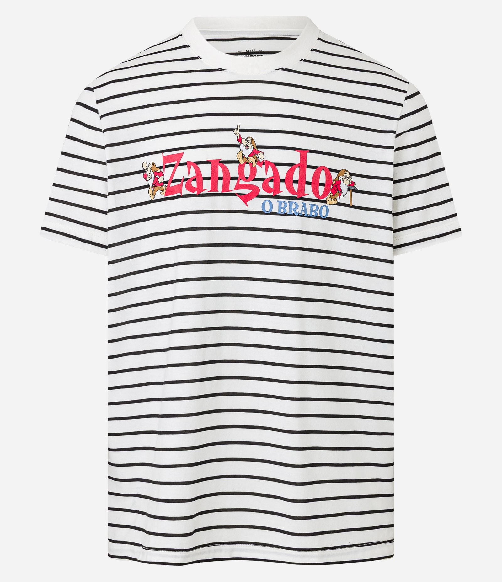 Camiseta Comfort com Fio Tinto e Estampa Listrada do Zangado Branco 4