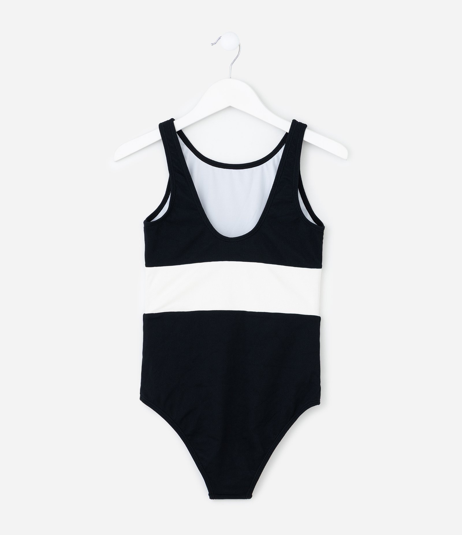 Maiô Infantil Em Microfibra Com Recorte – Tam 5 A 16 Anos Preto/Branco 2