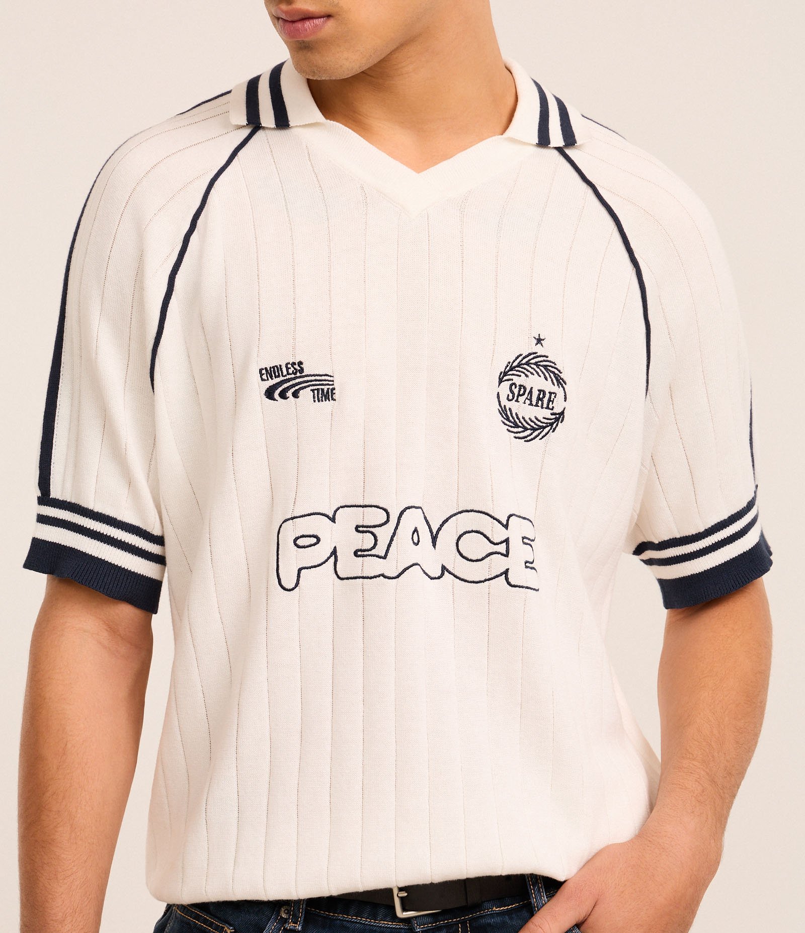 Camisa Polo Boxy em Tricô com Bordado Localizado Off White 3