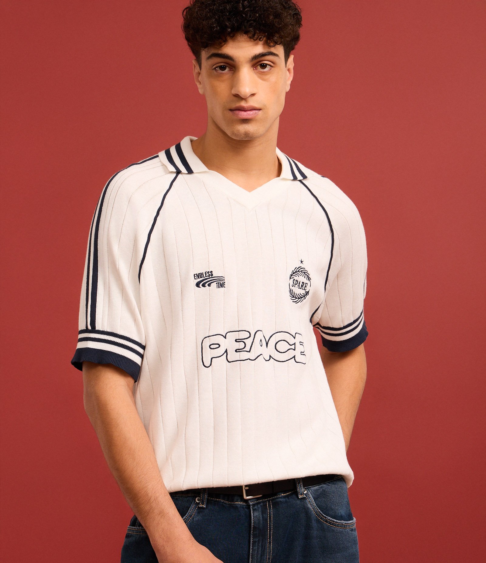 Camisa Polo Boxy em Tricô com Bordado Localizado Off White 5