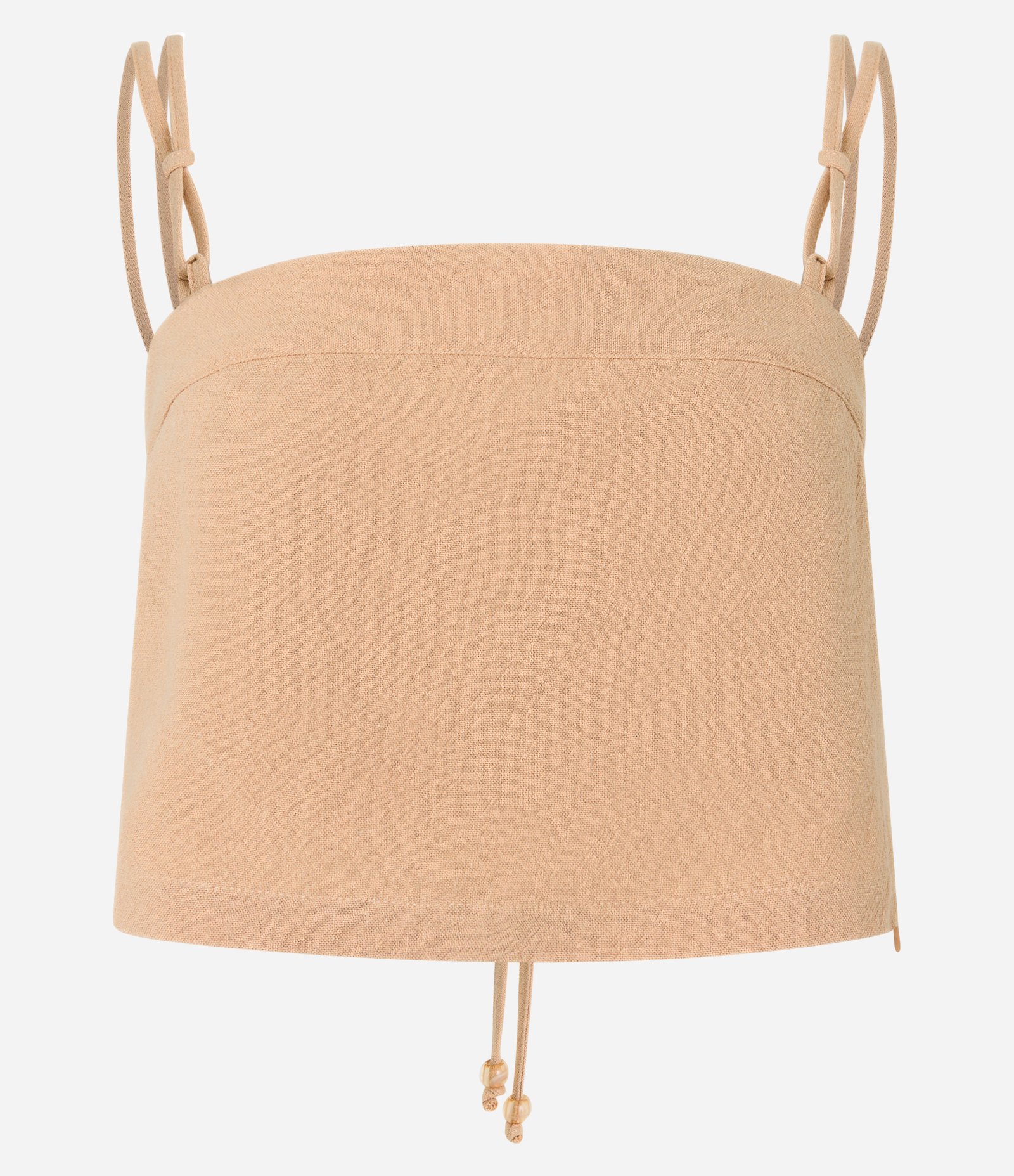 Blusa Cropped em Crepe com Amarração Bege 7