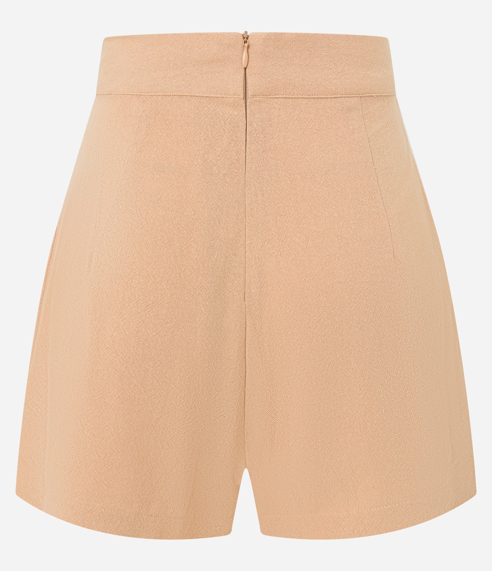 Short Saia em Crepe Com Transpasse Frontal Bege 8