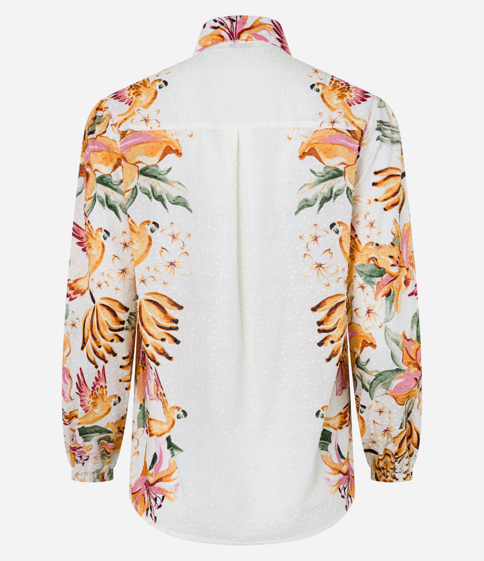 Camisa Alongada em Cambraia com Estampa Tropical Bege 8