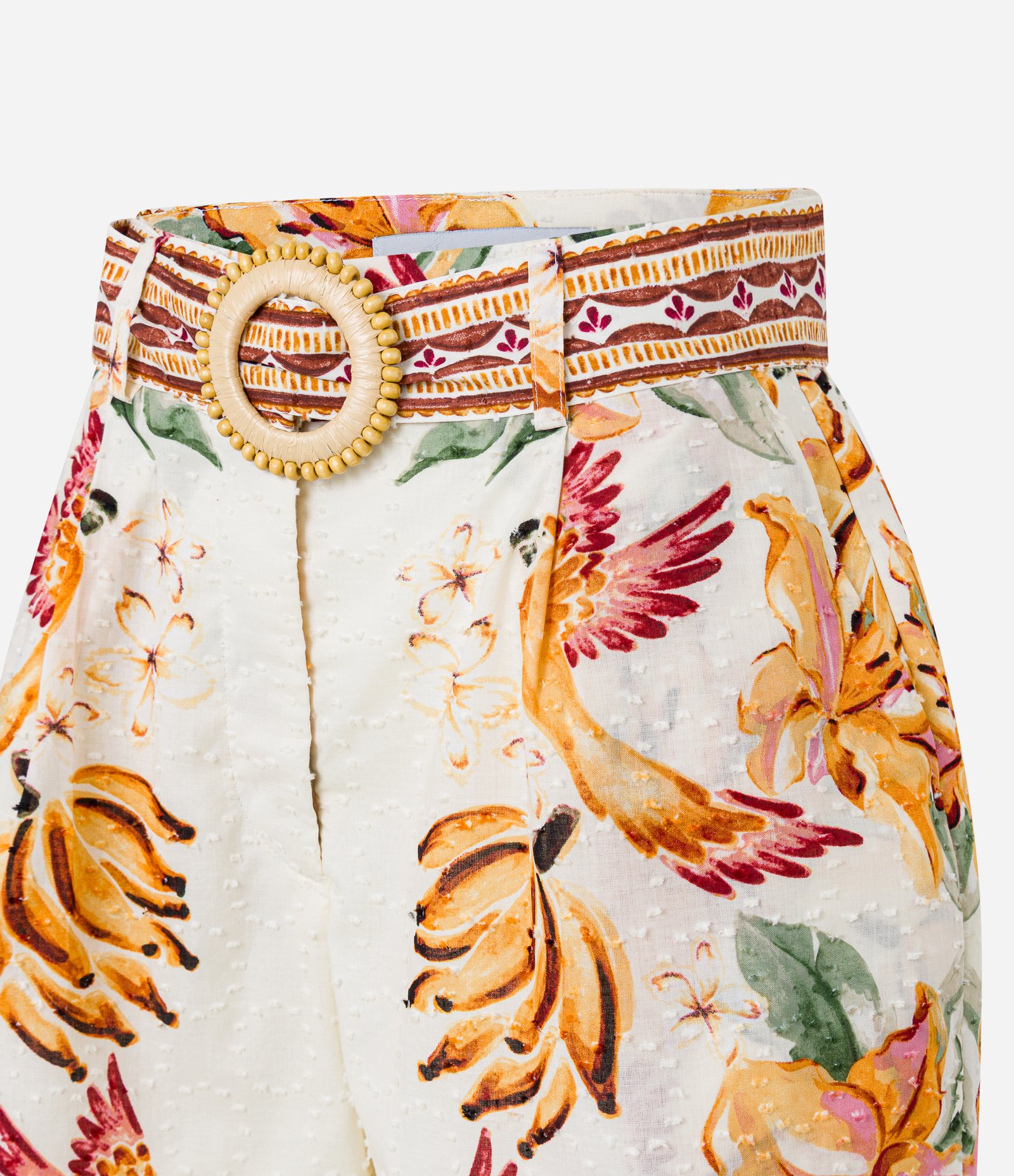 Short Curto em Cambraia com Cinto e Fivela de Miçangas Bege 7