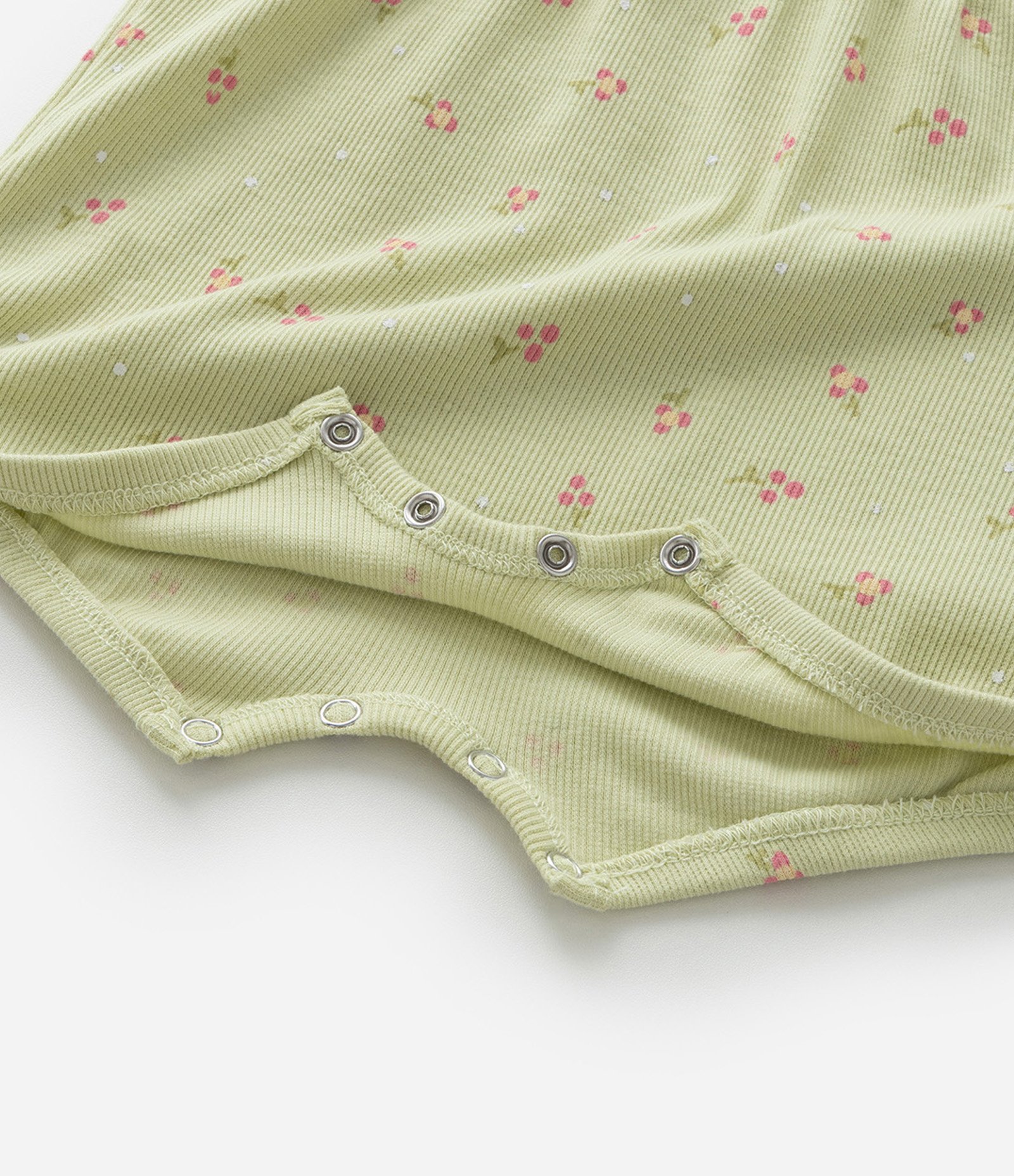 Conjunto Infantil com Estampa Floral Liberty Canelado - Tam 0 a 18 Meses Verde 14