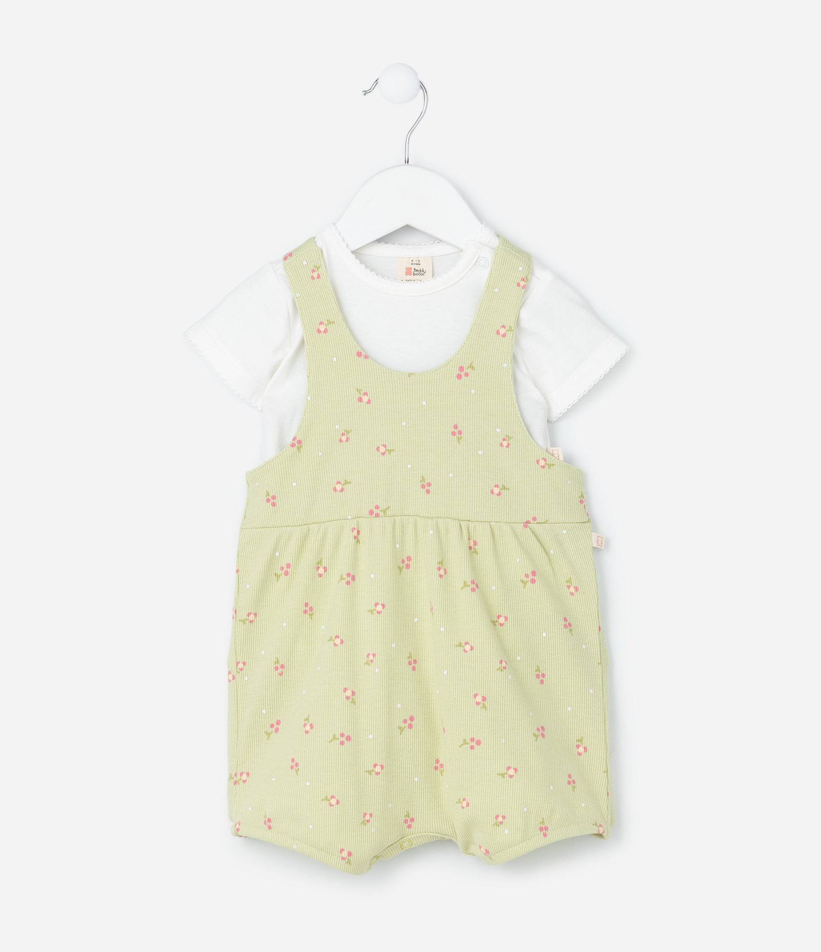 Conjunto Infantil com Estampa Floral Liberty Canelado - Tam 0 a 18 Meses Verde 3