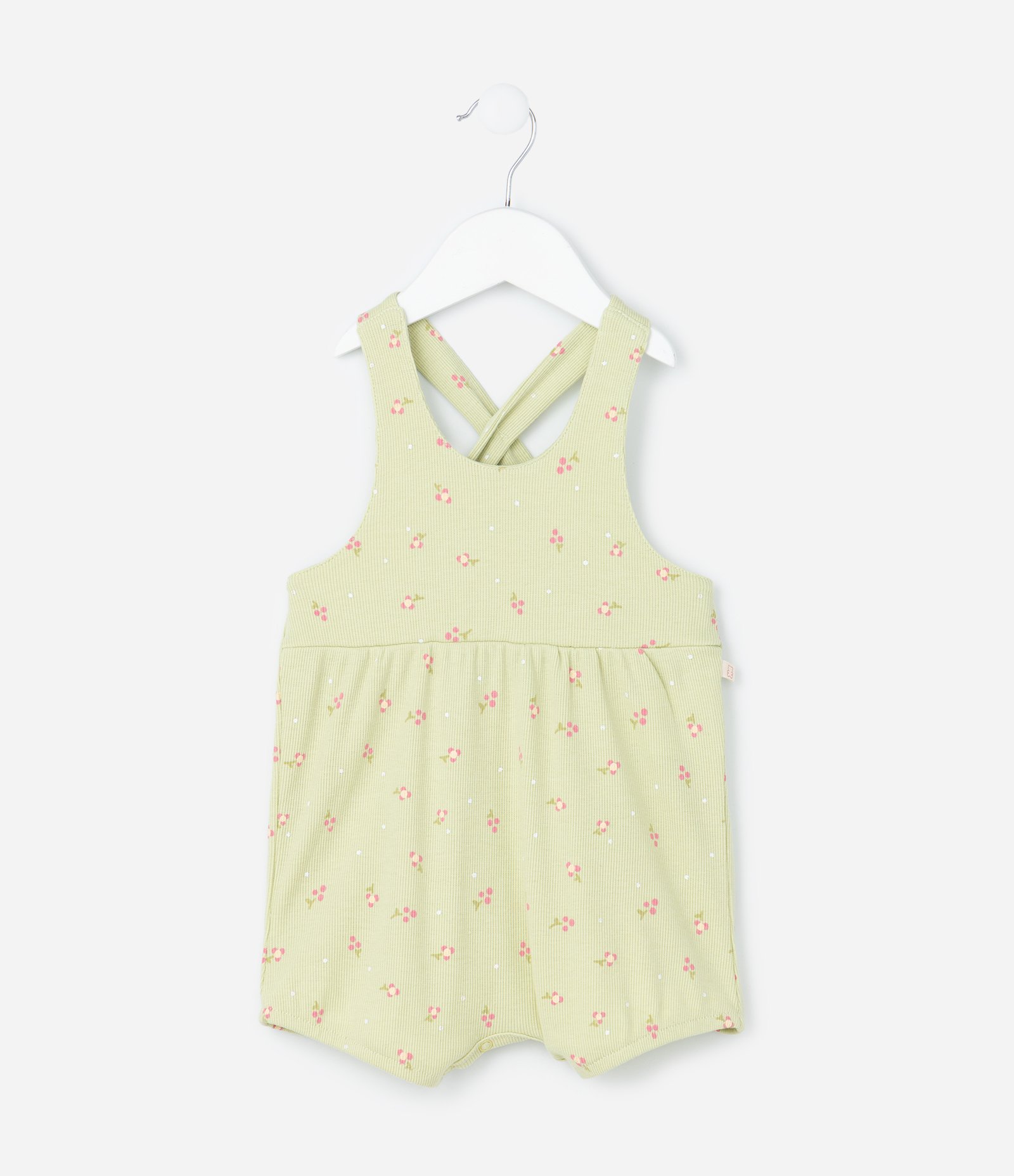 Conjunto Infantil com Estampa Floral Liberty Canelado - Tam 0 a 18 Meses Verde 6