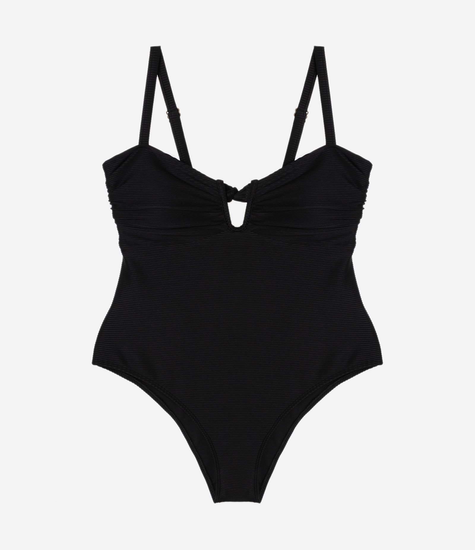 Maiô Canelado com Decote Coração Curve e Plus Size Preto 4