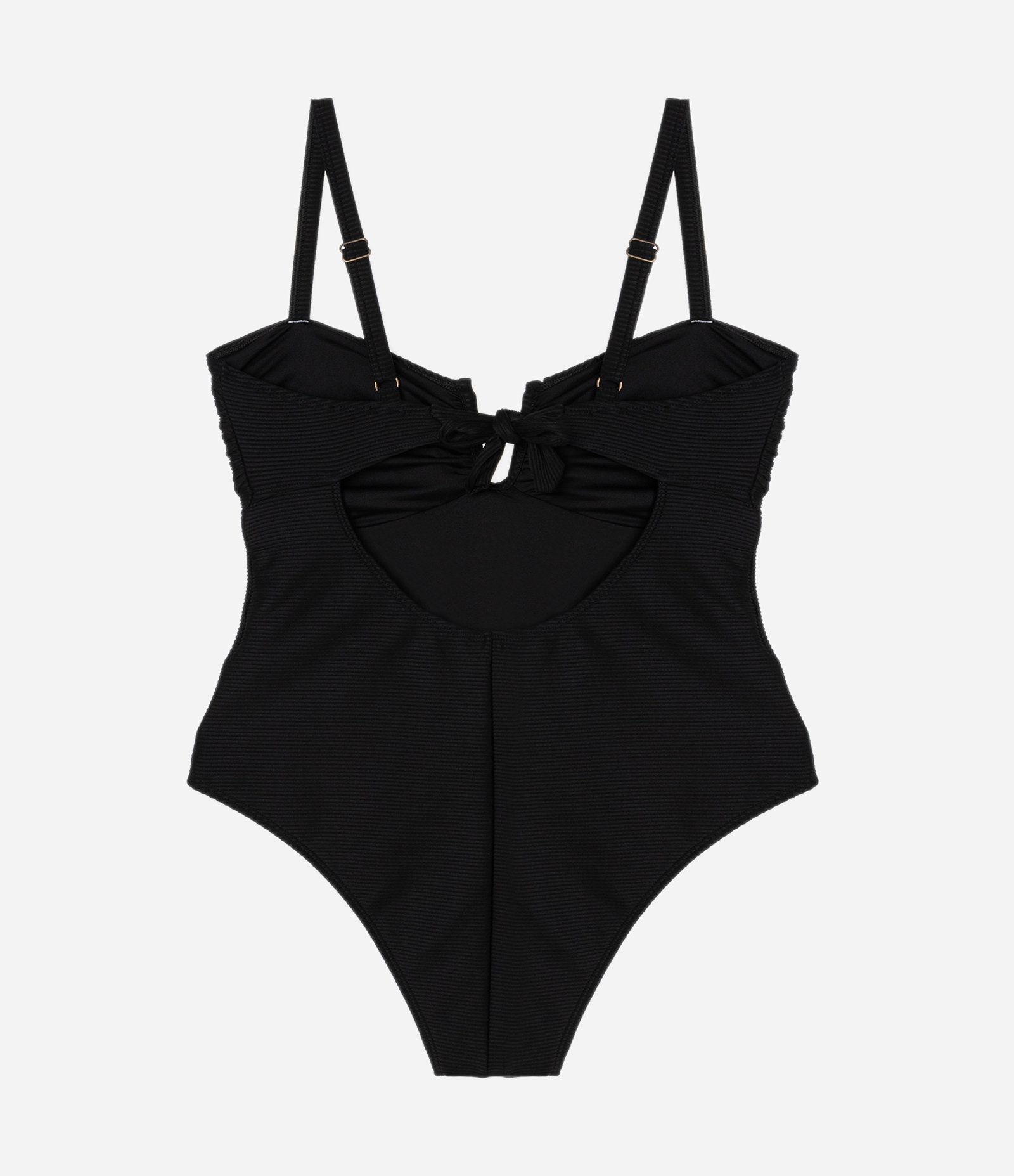 Maiô Canelado com Decote Coração Curve e Plus Size Preto 5