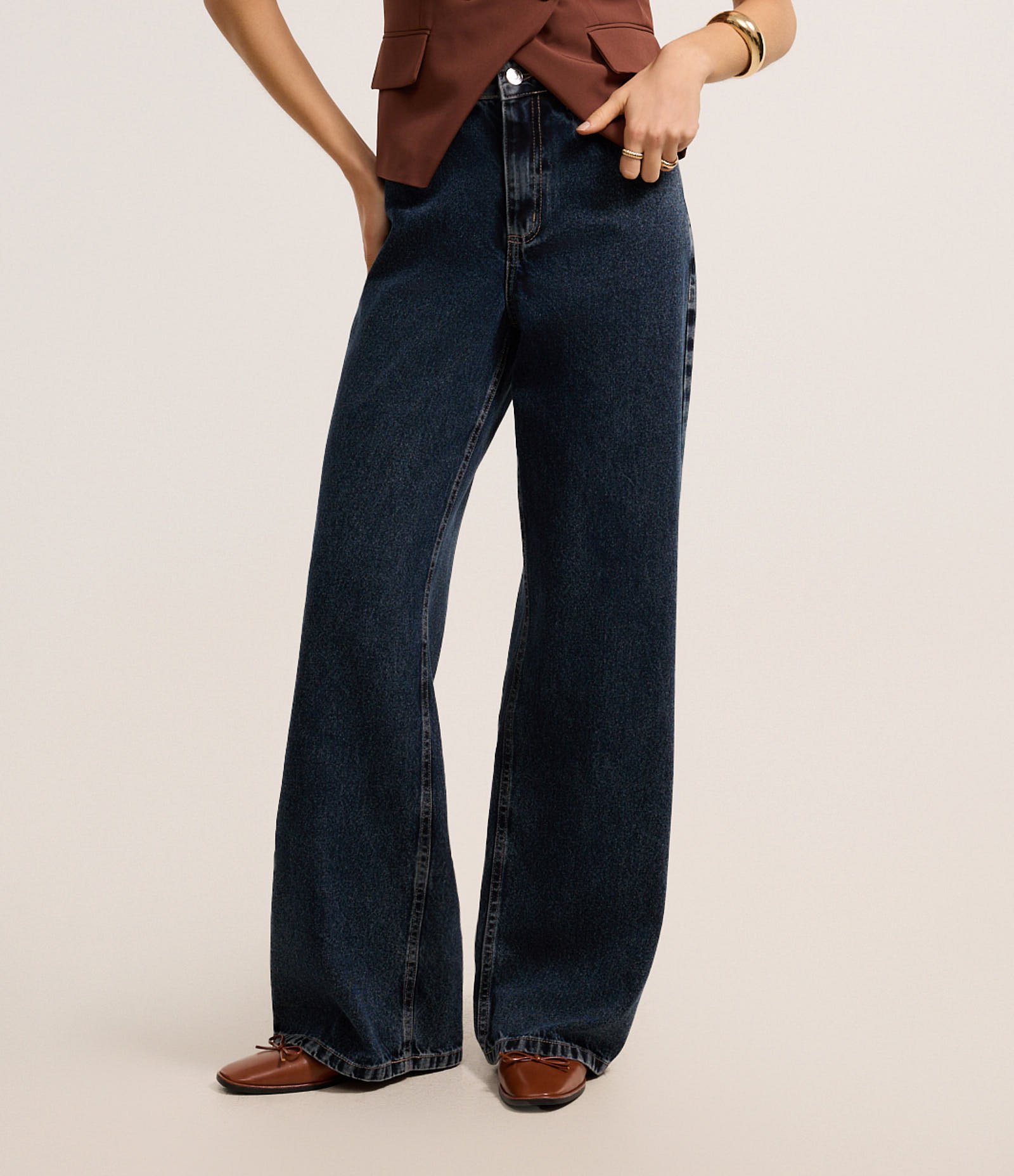 Calça Wide Leg em Jeans com Cintura Alta Azul 3