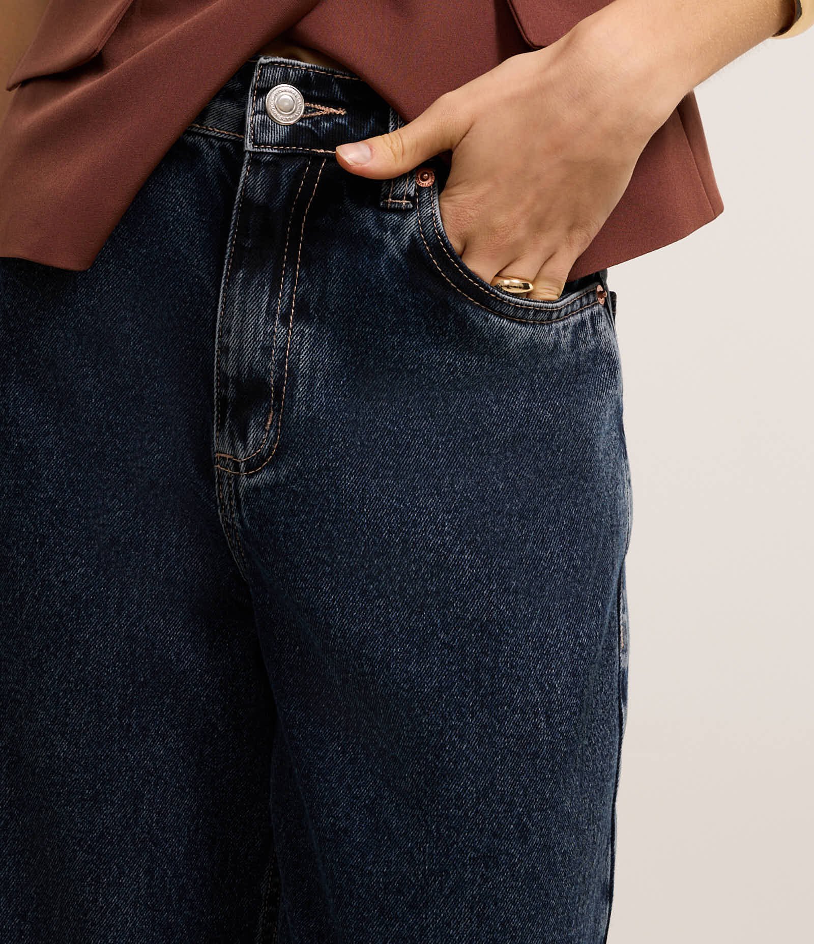 Calça Wide Leg em Jeans com Cintura Alta Azul 4