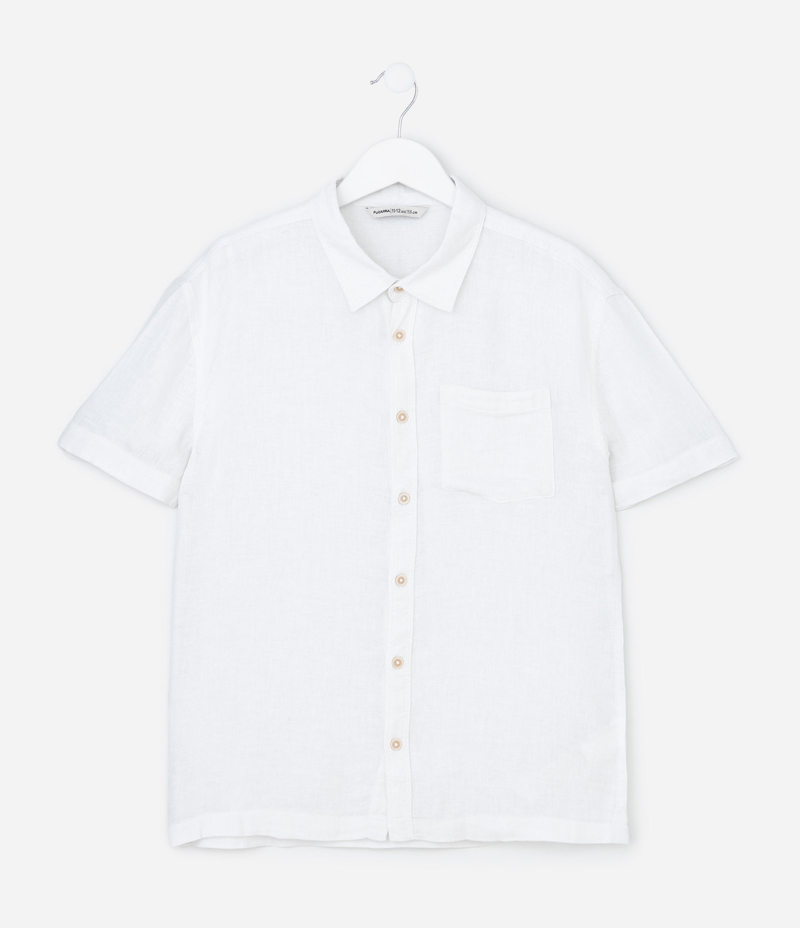Camisa Infantil em Viscolinho com Bolso - Tam 5 a 14 Anos Branco 1