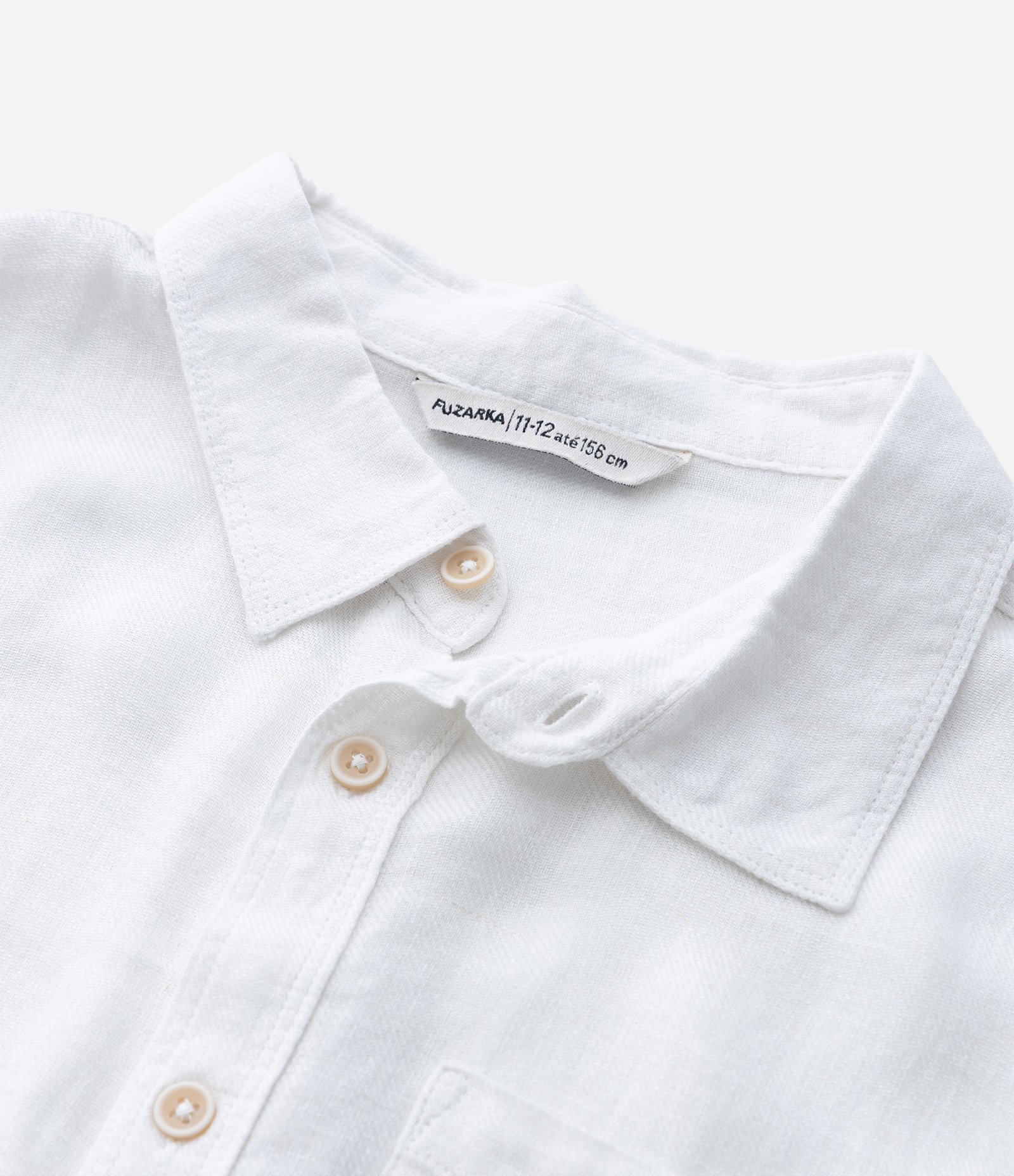 Camisa Infantil em Viscolinho com Bolso - Tam 5 a 14 Anos Branco 4