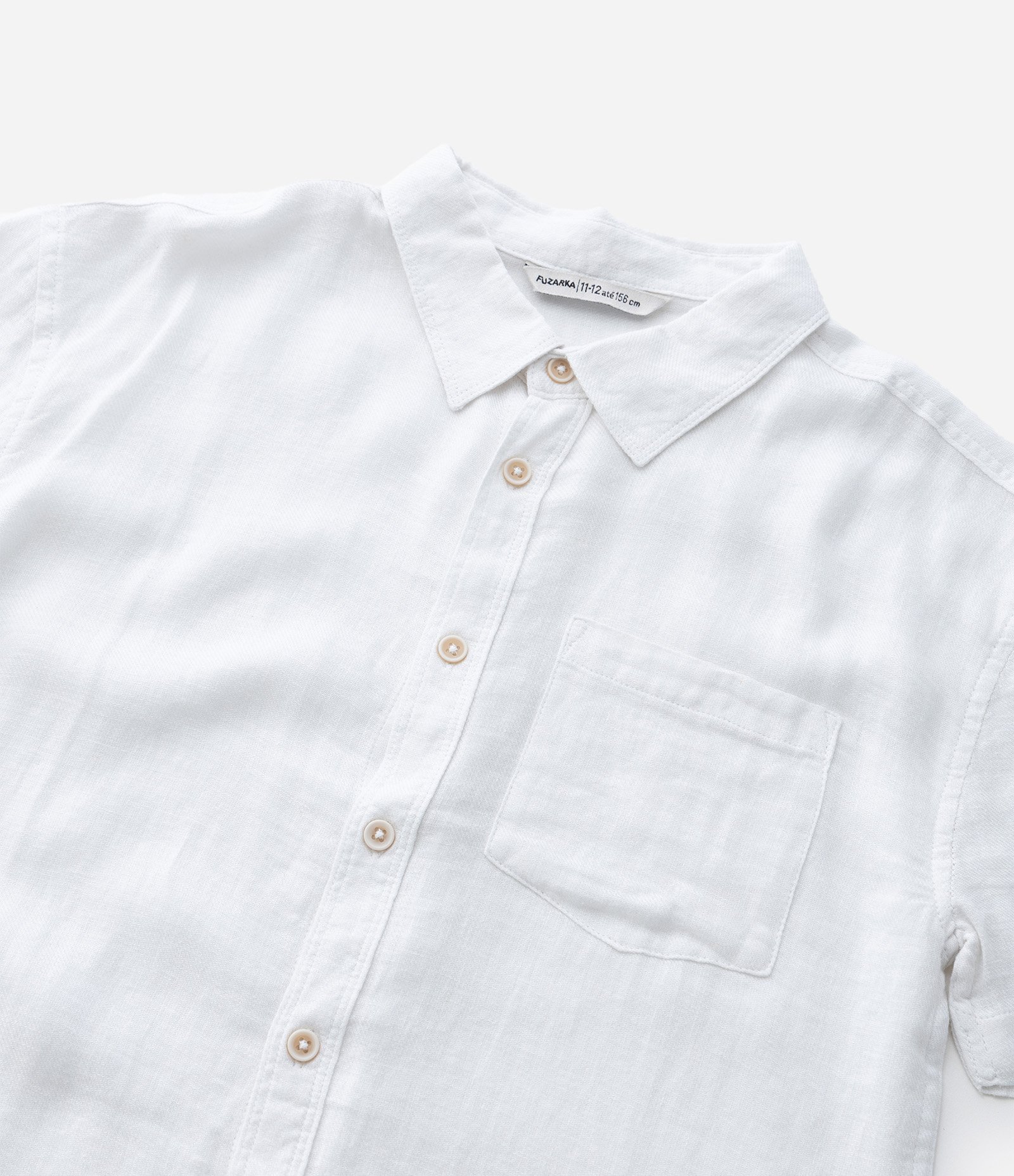 Camisa Infantil em Viscolinho com Bolso - Tam 5 a 14 Anos Branco 6