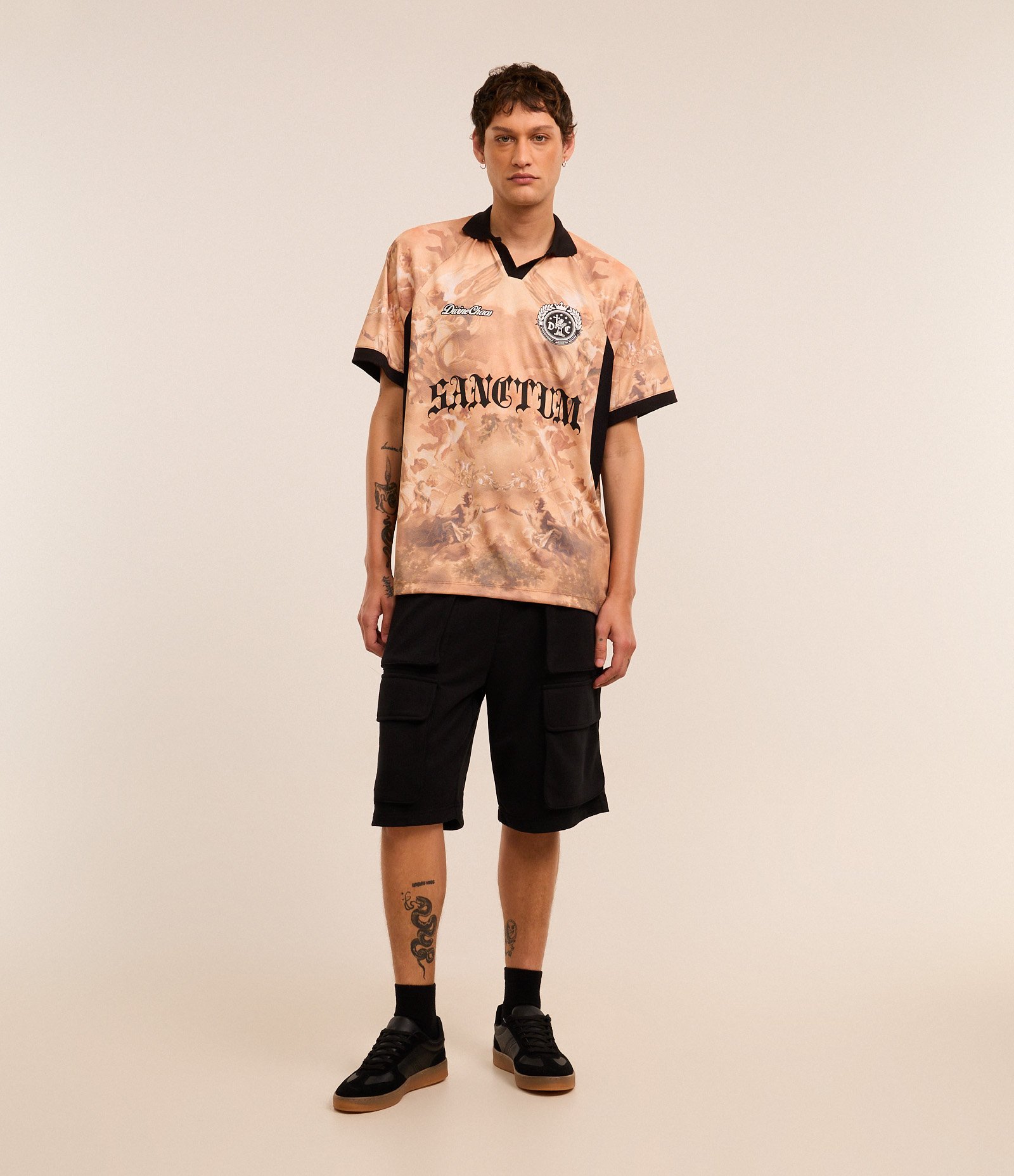 Bermuda Baggy em Moletom com Bolso Cargo Preto 1