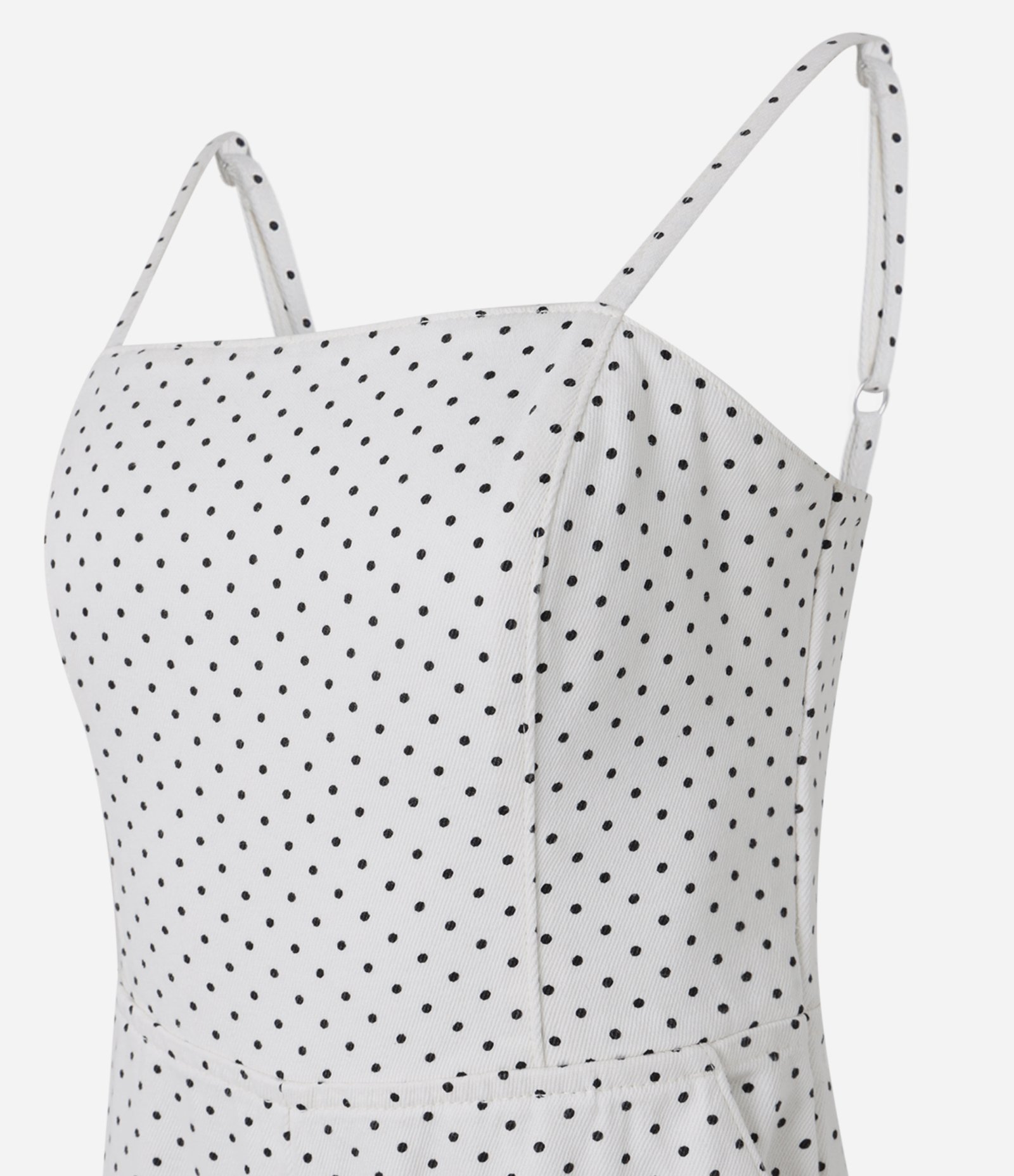 Macacão Longo em Sarja Poá com Lastex e Bolsos Branco 8