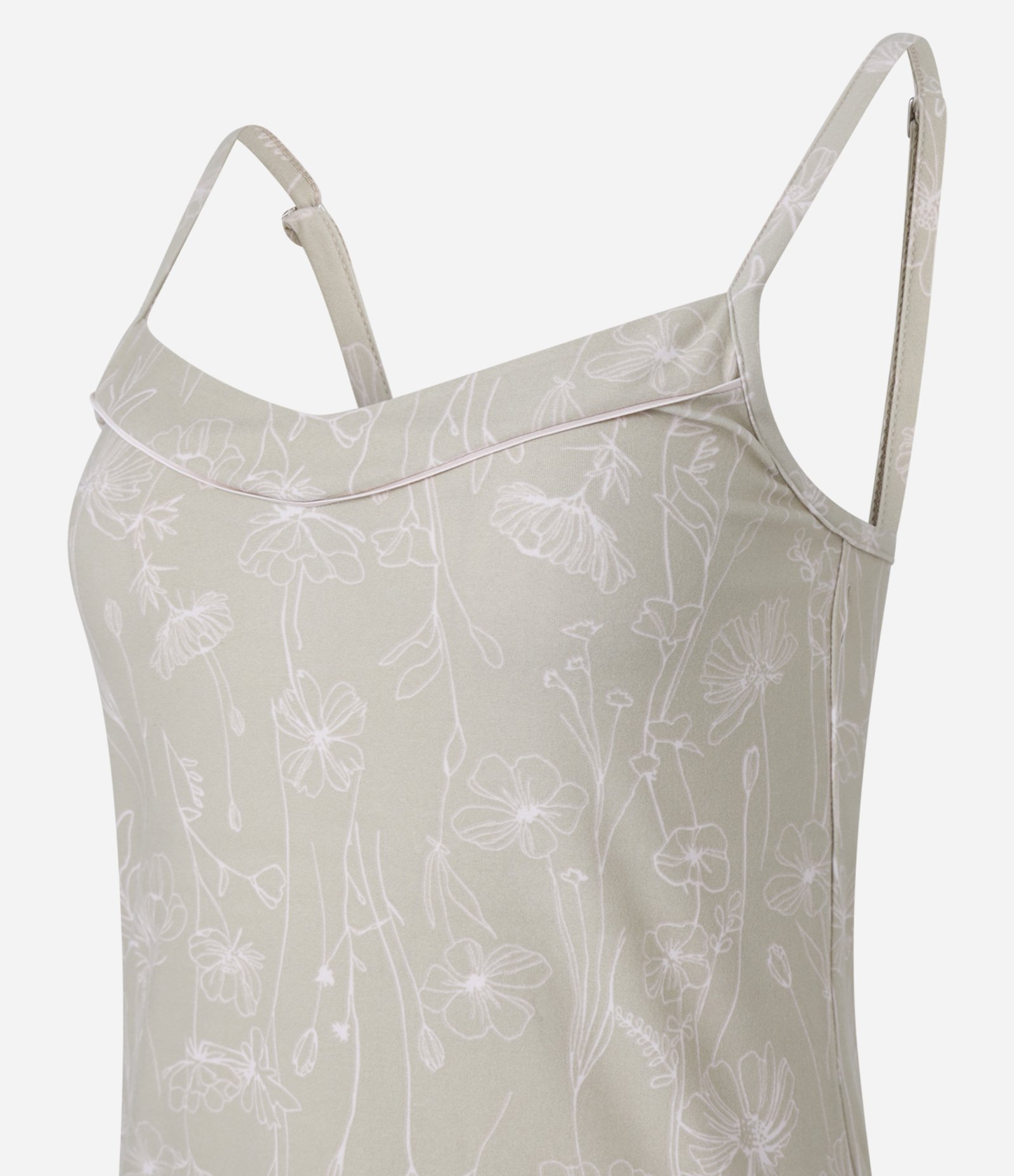 Pijama Short Doll com Estampa Floral e Detalhes de Cetim Bege 5