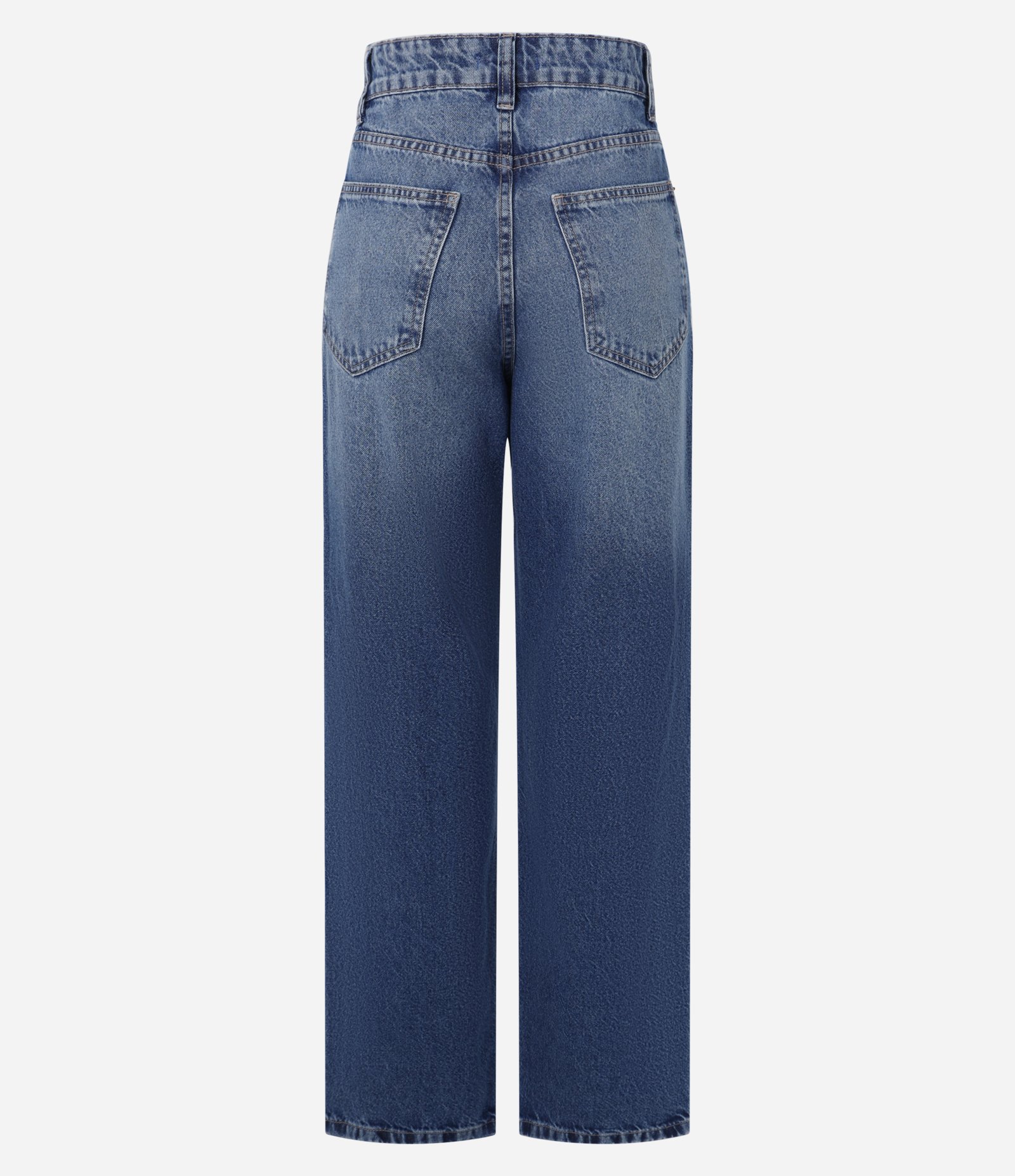 Calça Reta em Jeans com Cintura Alta e Brilhos Aplicados Azul 7