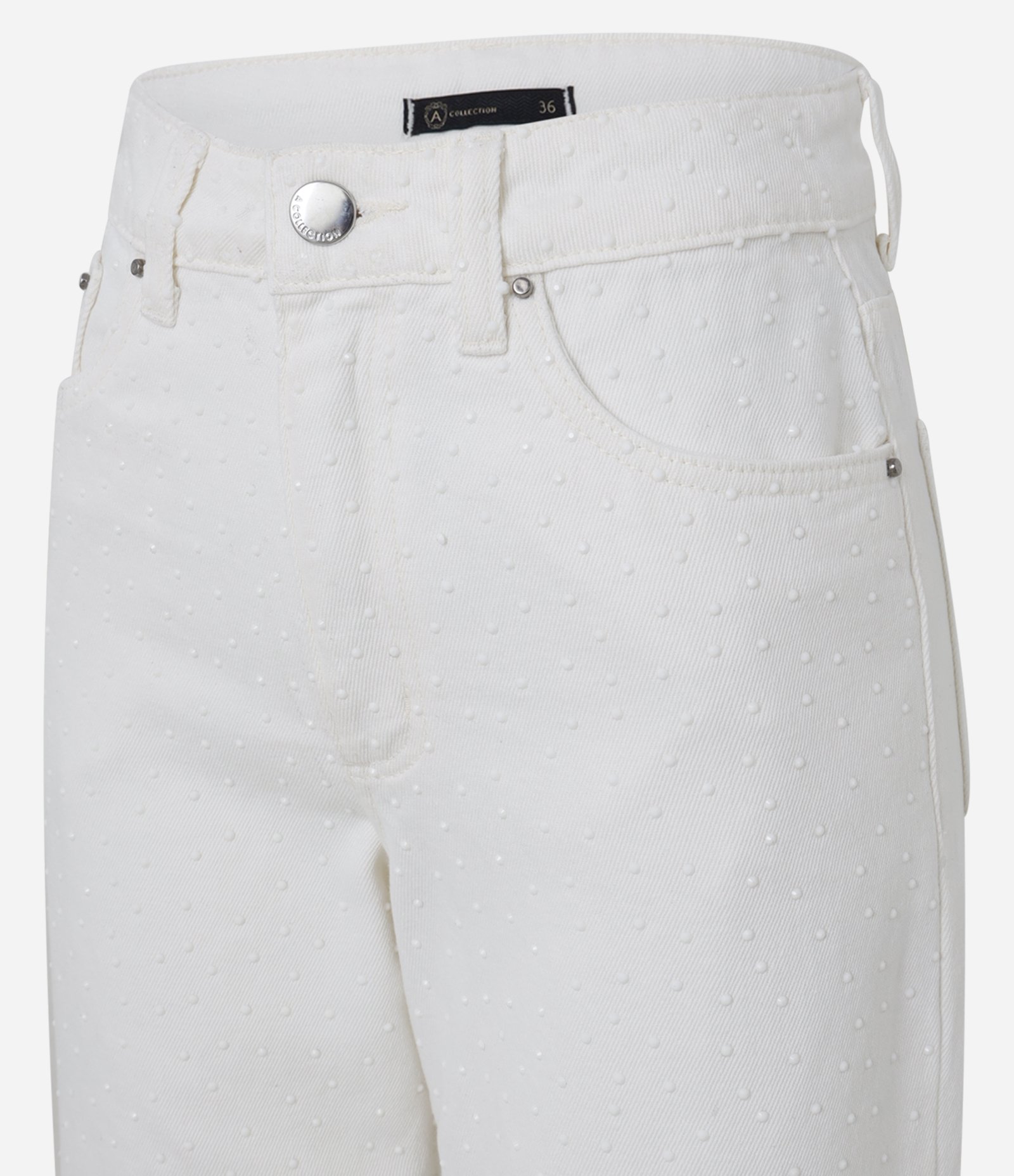 Calça Reta em Sarja com Textura de Gotinhas Diferenciadas Branco 2