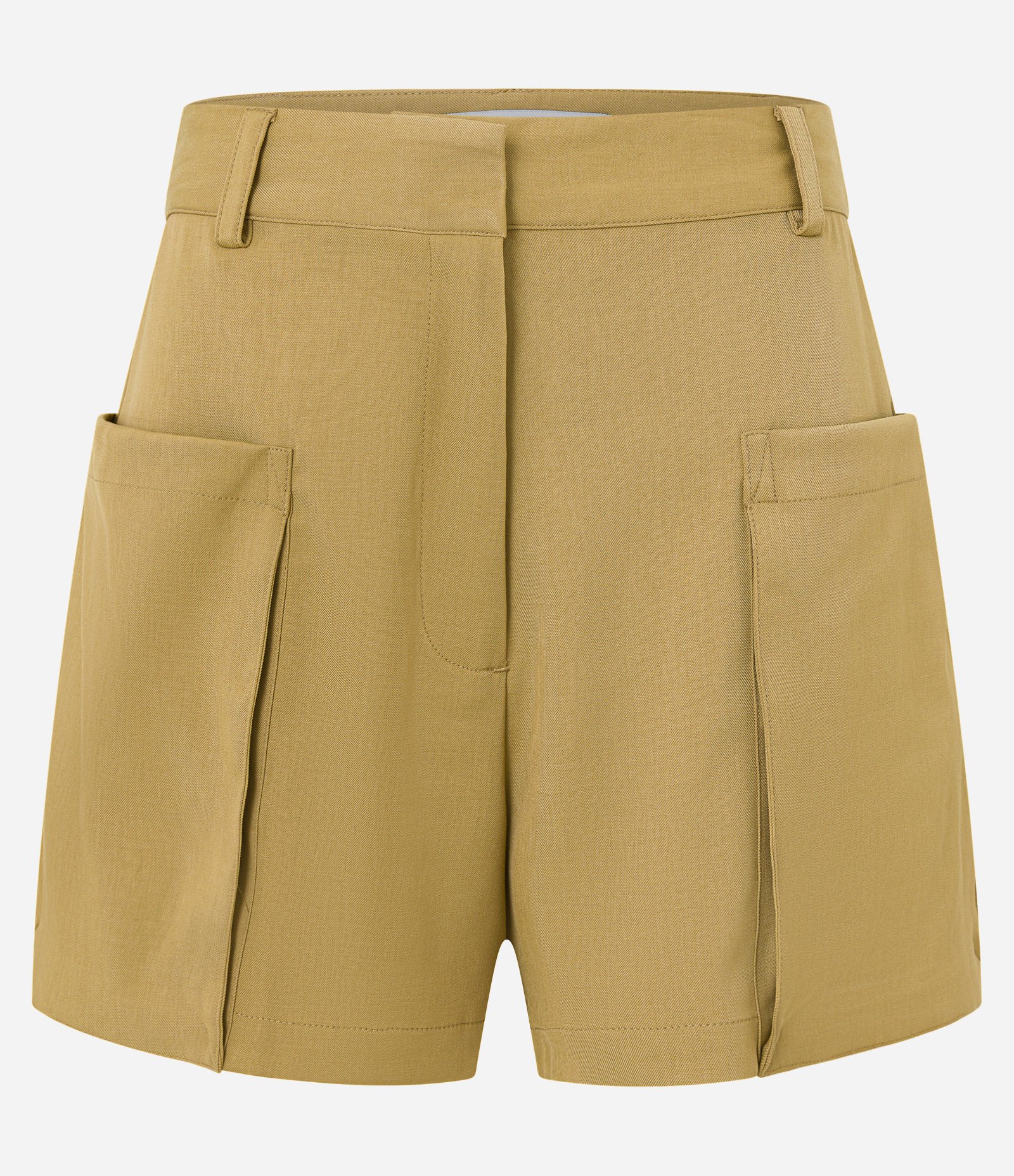 Bermuda Curta em Sarja com Bolso Fole Bege 6