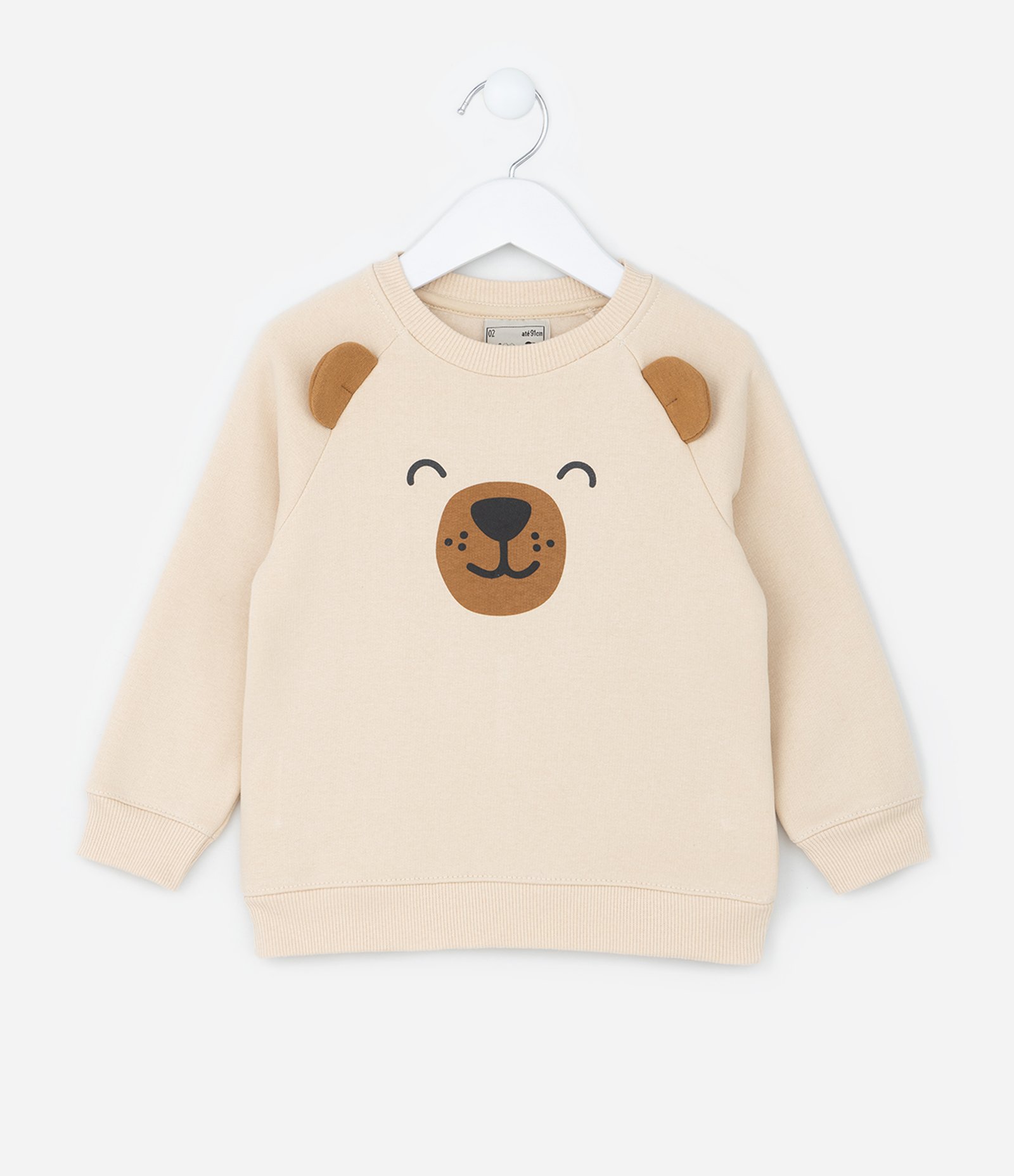 Conjunto Infantil com Estampa Interativa de Ursinho com Orelhas - Tam 1 a 6 Anos Bege/Vermelho 2