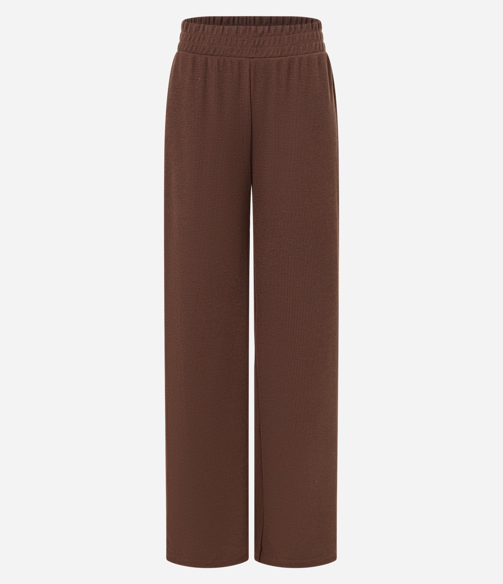 Calça Reta em Ribana Texturizada Marrom Escuro 5
