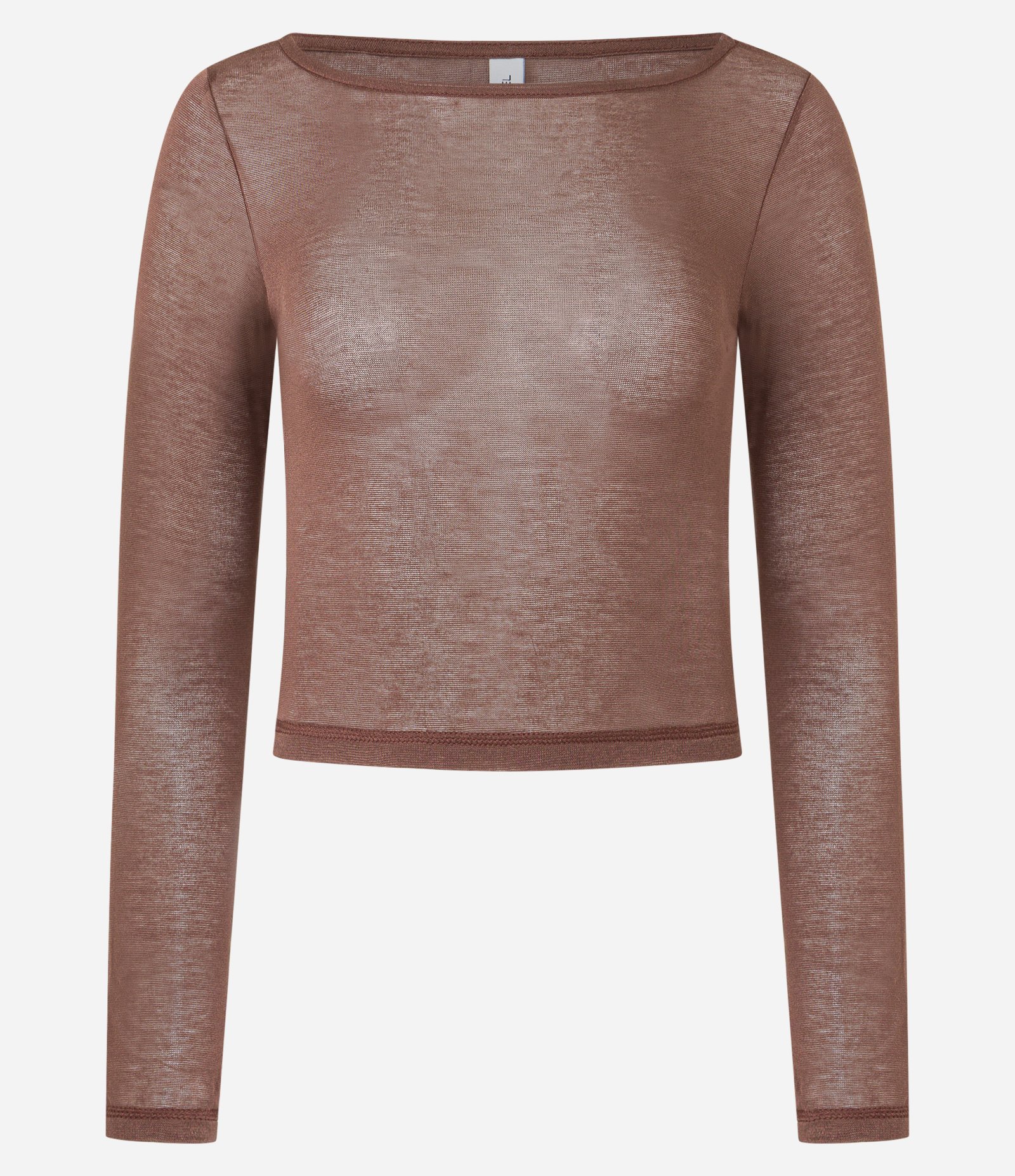 Blusa em Ribana com Decote Redondo e Manga Longa Marrom 3