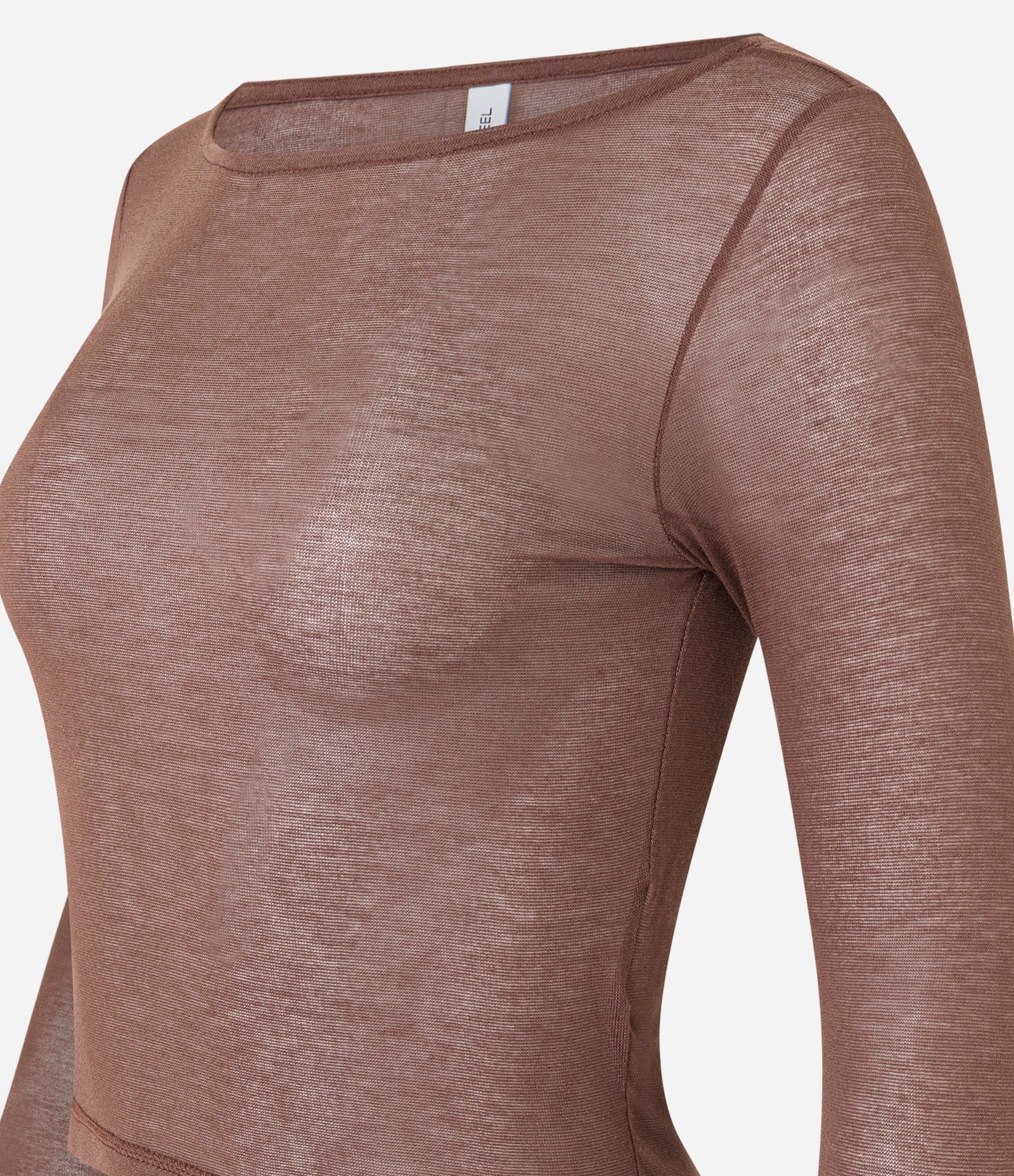 Blusa em Ribana com Decote Redondo e Manga Longa Marrom 4