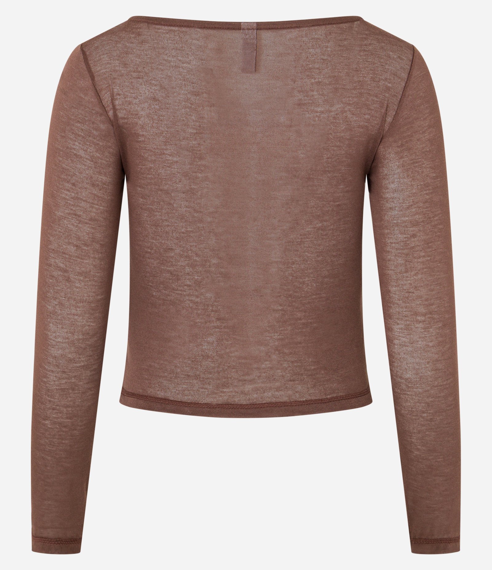 Blusa em Ribana com Decote Redondo e Manga Longa Marrom 5