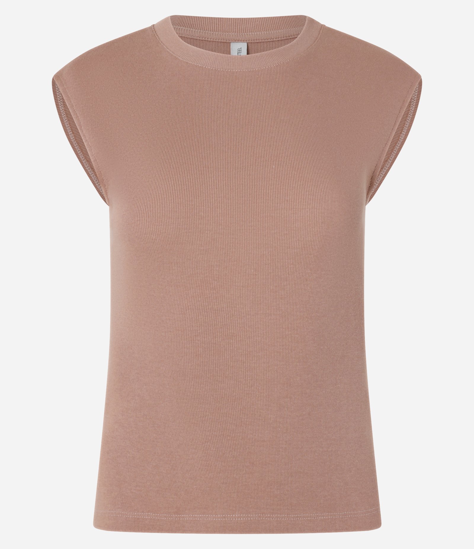 Blusa sem Manga em Ribana com Ombro Deslocado Rosa 4