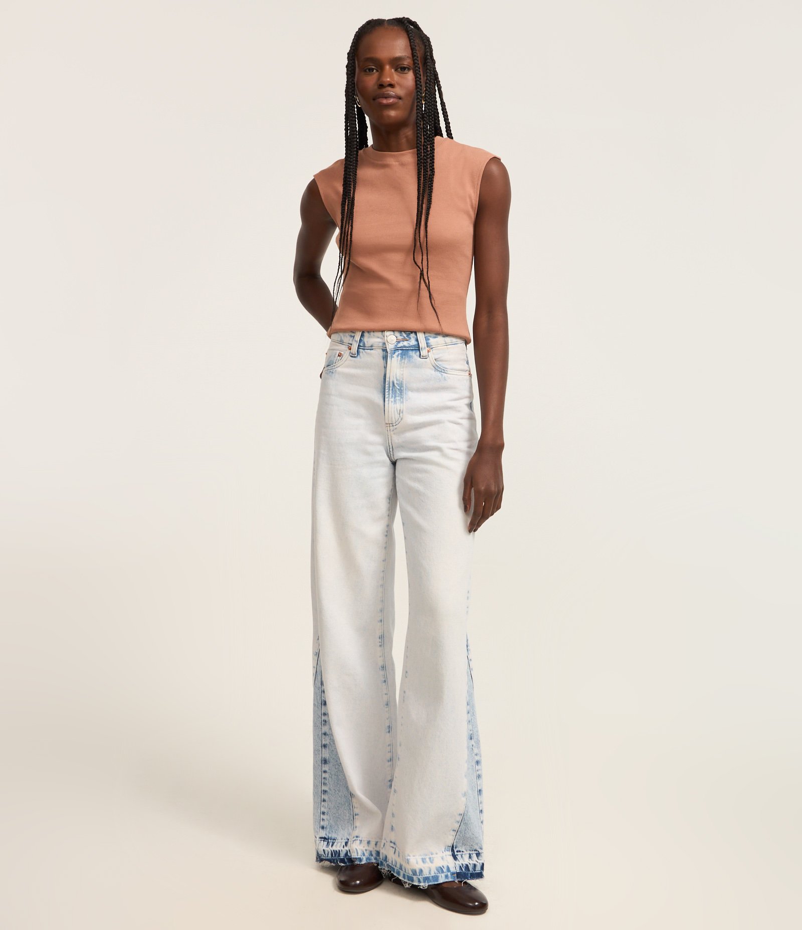 Blusa sem Manga em Ribana com Ombro Deslocado Rosa 2