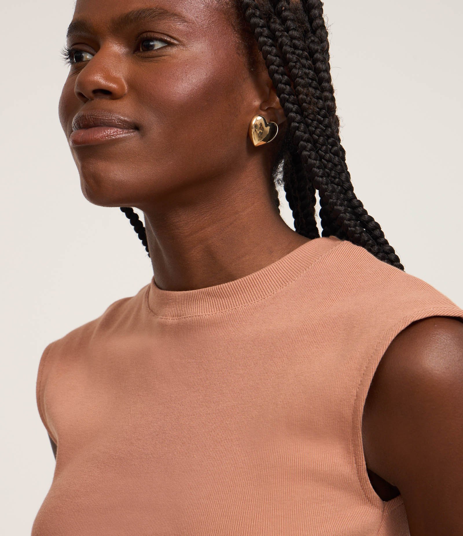 Blusa sem Manga em Ribana com Ombro Deslocado Rosa 3