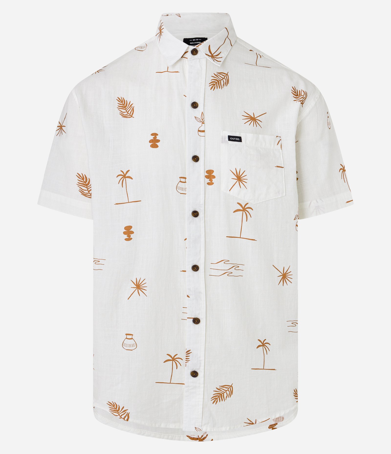 Camisa Relaxed em Tricoline com Estampa de Mini Ícones Tropicais Off White 5