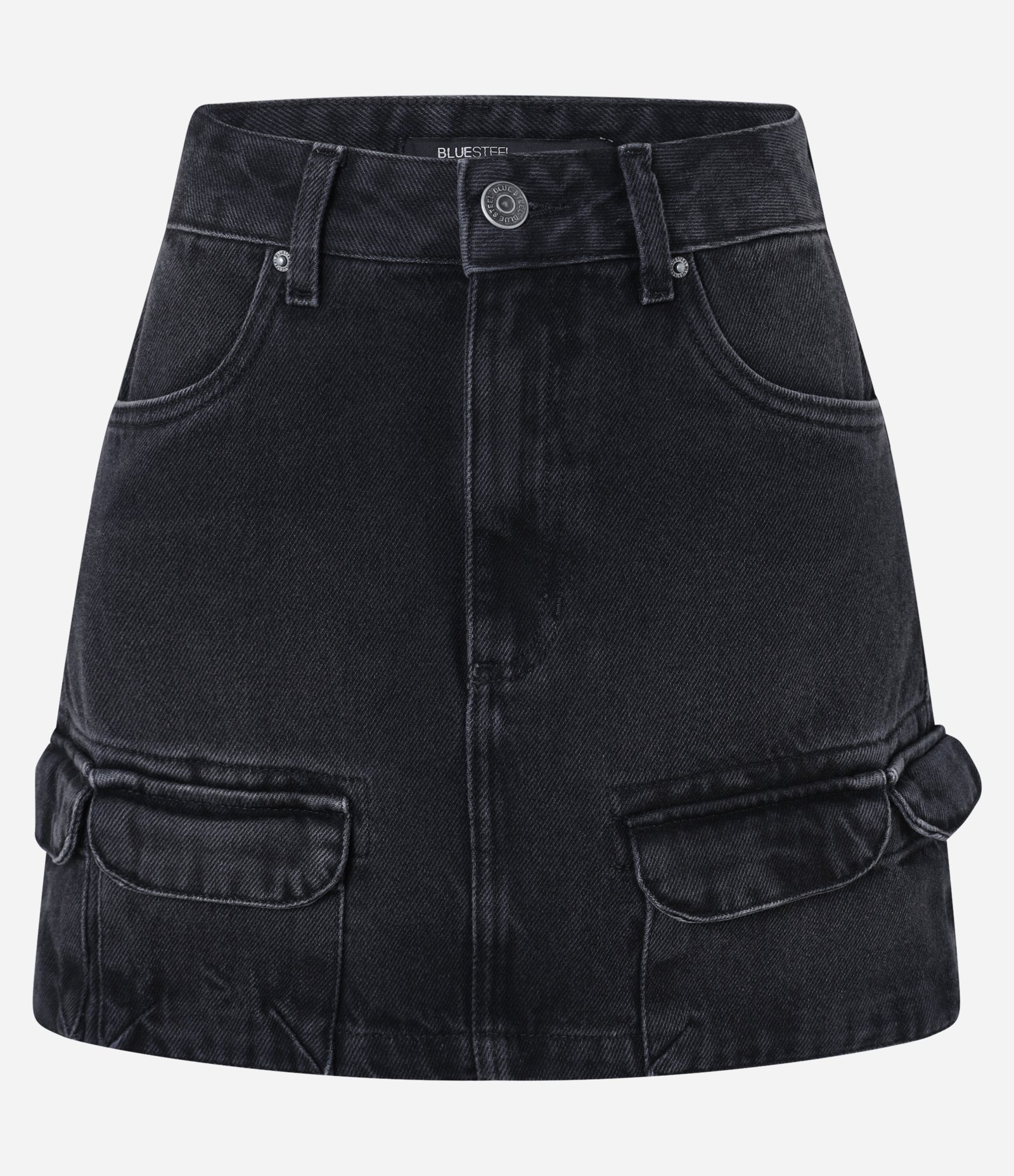 Saia Curta em Jeans com Bolso Cargo Preto 5
