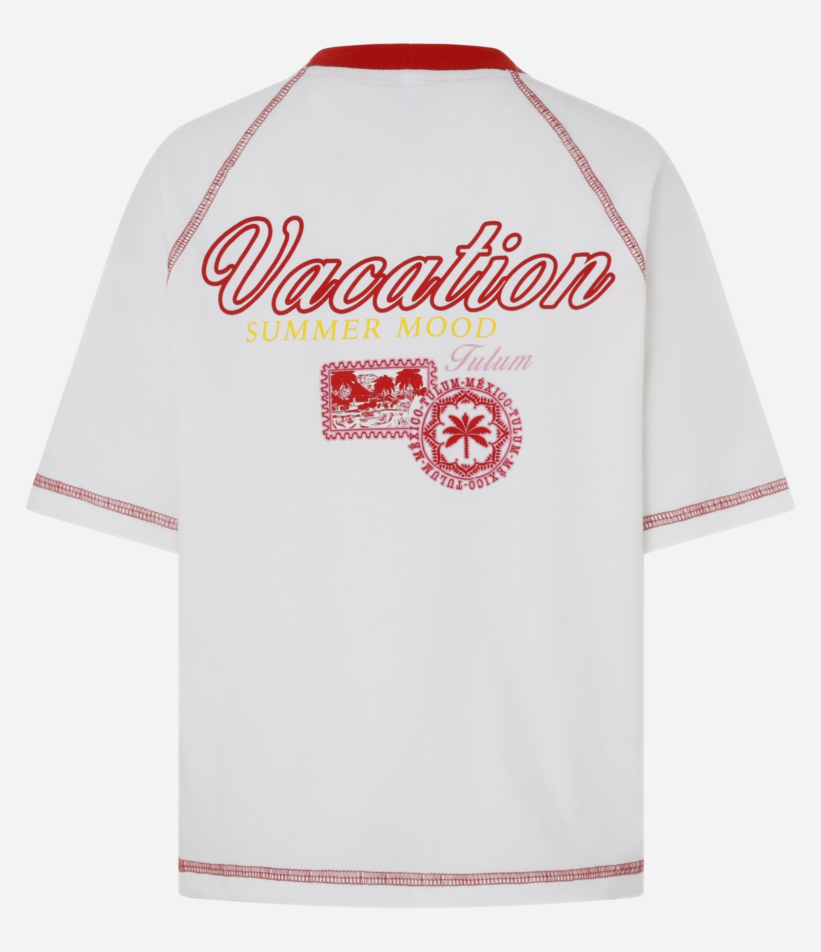 Camiseta em Malha de Algodão com Estampa Vacation Branco Neve 6