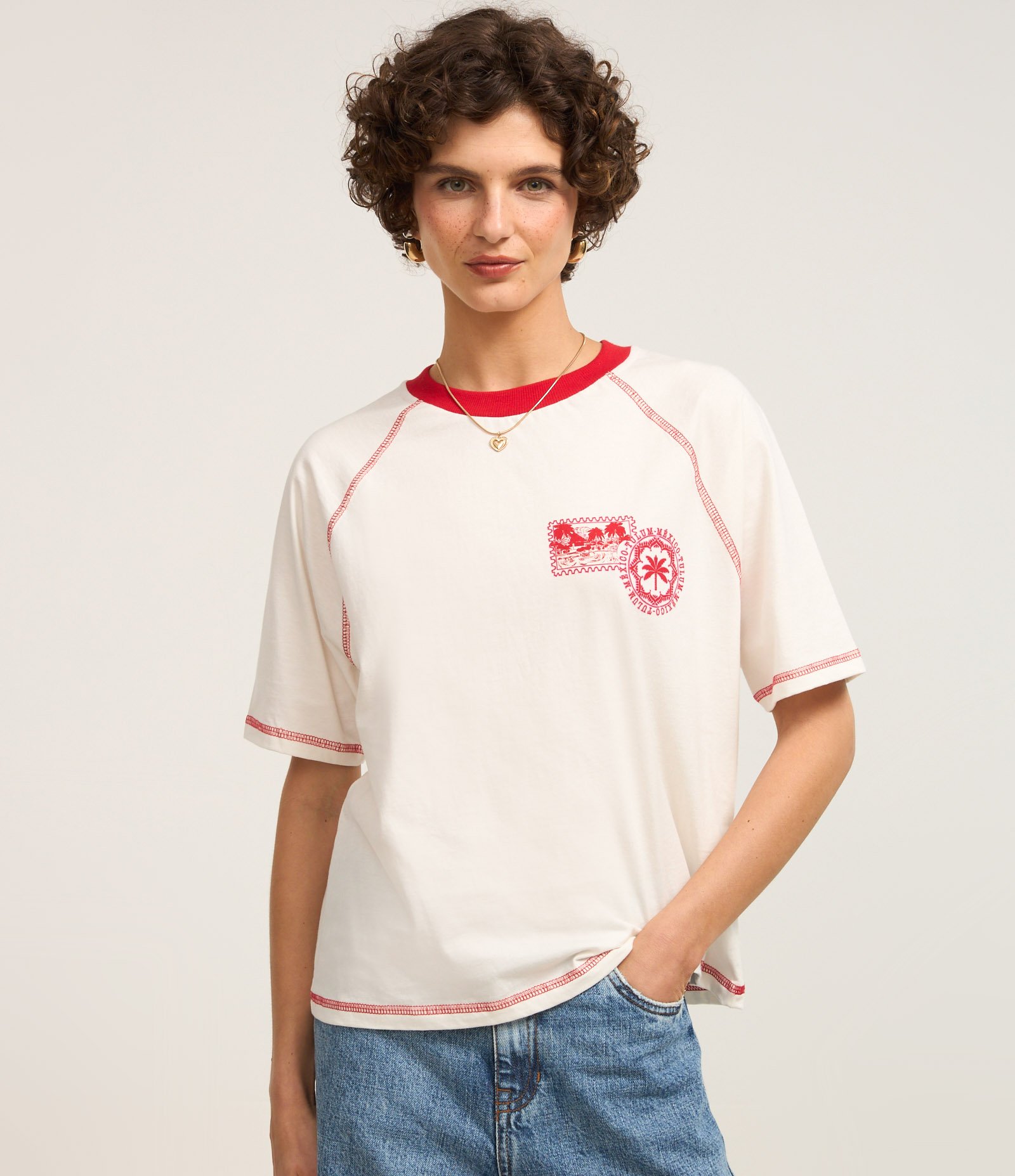 Camiseta em Malha de Algodão com Estampa Vacation Branco Neve 3