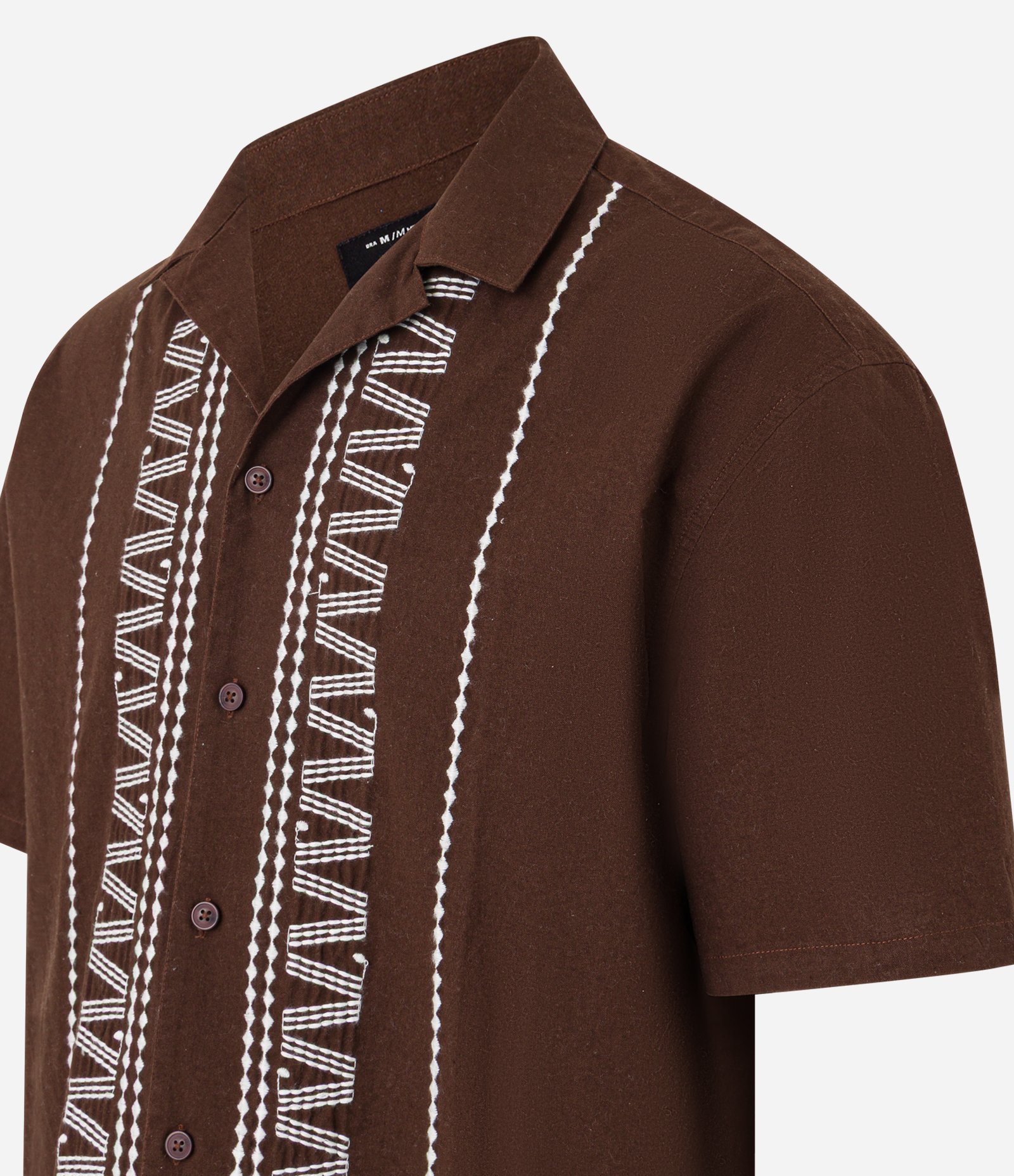 Camisa Boxy em Tricoline com Bordado e Textura Bowling Marrom 8
