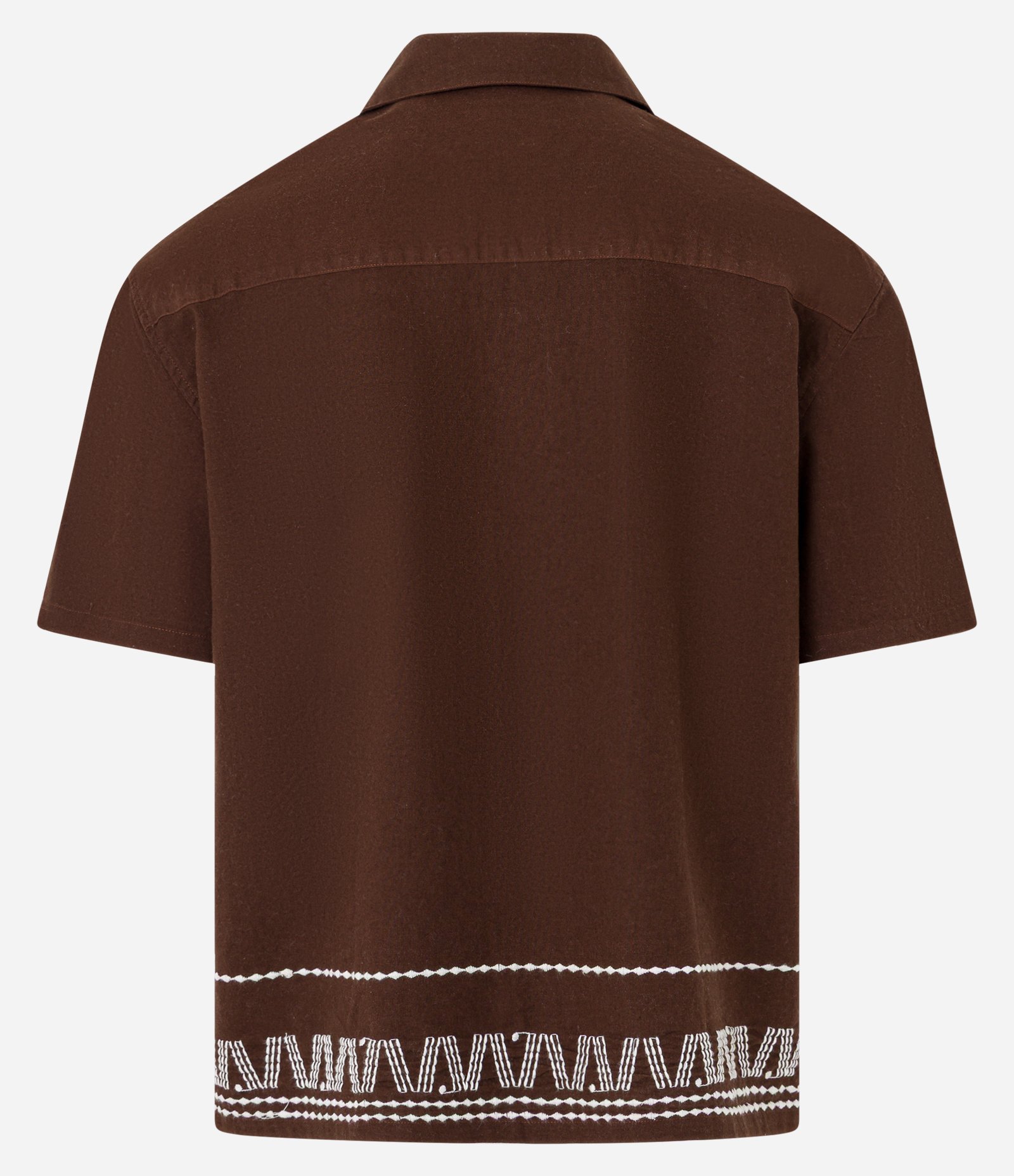 Camisa Boxy em Tricoline com Bordado e Textura Bowling Marrom 9